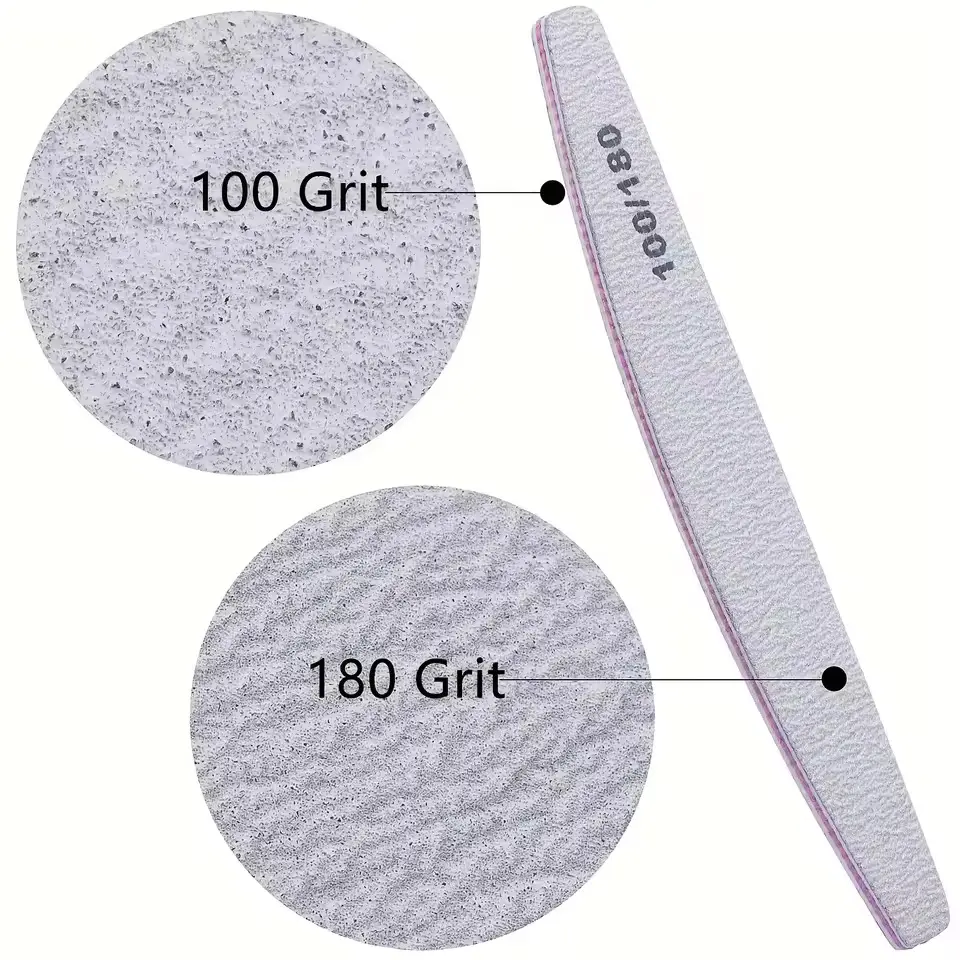 3Pcs/10Pcs/20pcs/50pcs Grey Nail Art File Half Moon Buffer Block Double Sided Manicure Files Sticks Nail Salon Tools