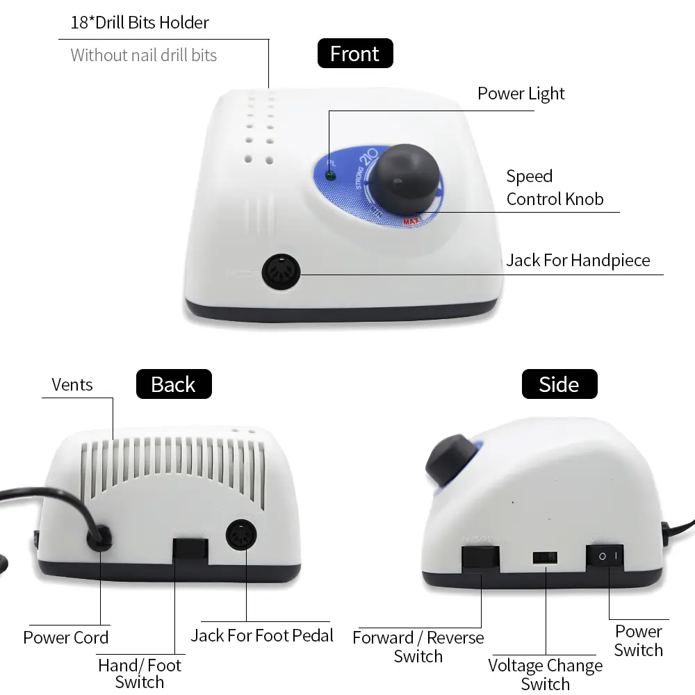 Professional Nail Machine 65W STRONG 210 Micro Host + New Version 40000RPM Strong 105L Electric Nail Drill Polishing Machine
