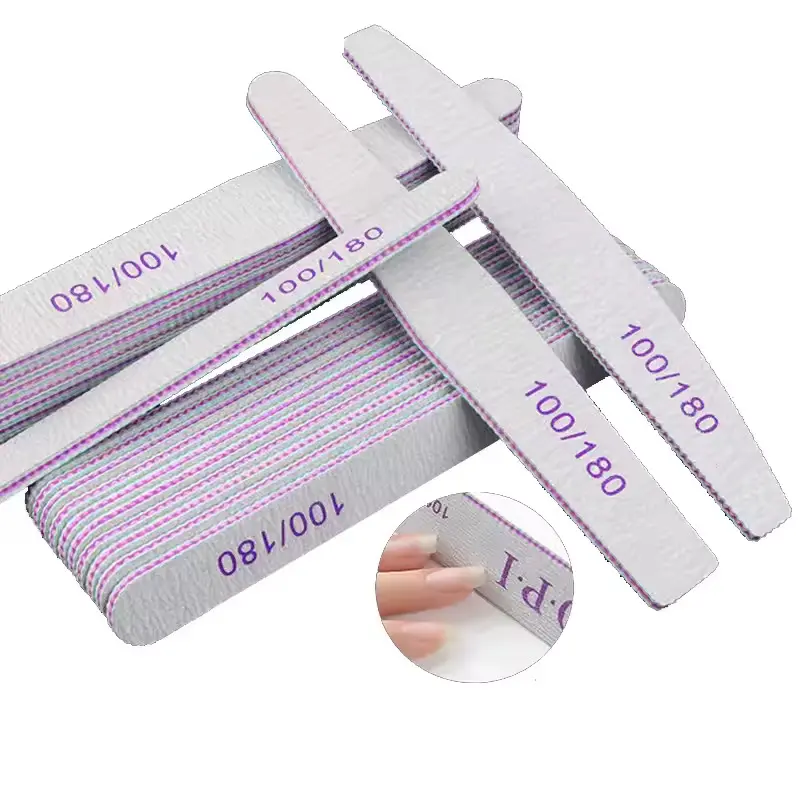 3Pcs/10Pcs/20pcs/50pcs Grey Nail Art File Half Moon Buffer Block Double Sided Manicure Files Sticks Nail Salon Tools