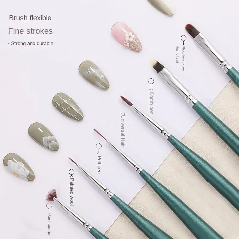 Nail Art Brushes Professional Salon Kit Liner Fan Ombre All in One Universal for Acrylic Gel Polish Painting Design Styling Tool