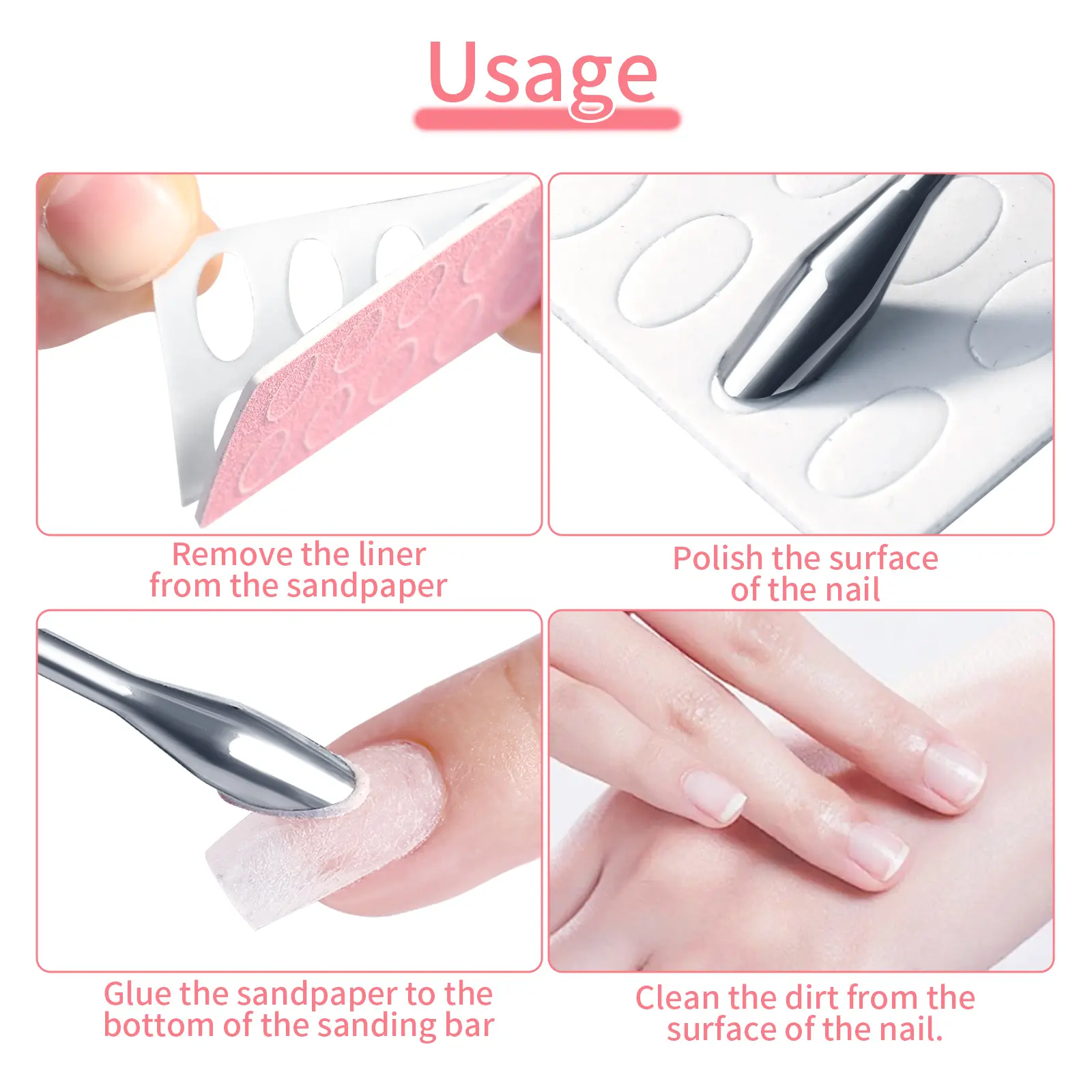 5/10Sheet Nail Cuticle Pusher Self-adhesive Sand 100#180#240# Flake File Trimming Nails Pre Polishing Sandpaper Set ManicureTool