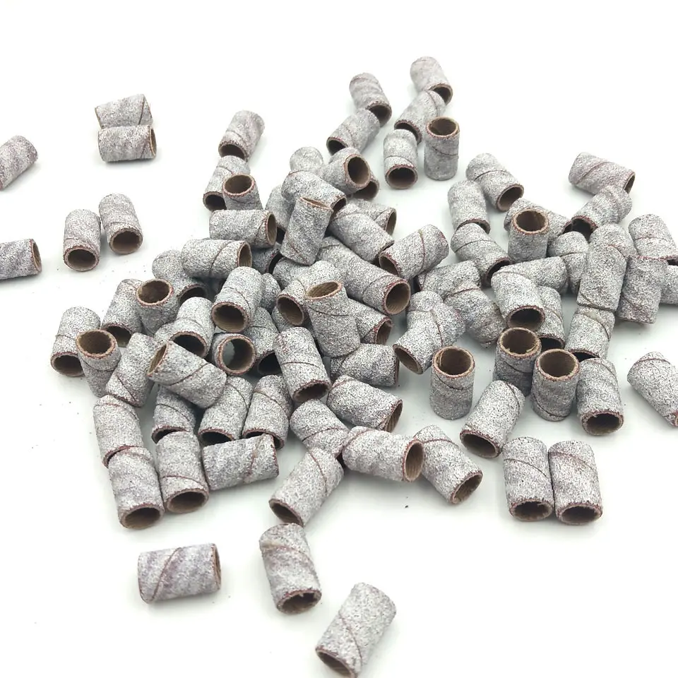 HYTOOS 100Pcs 3 Colors Nail Art Sanding Bands Pedicure Tools Electric Nail Drill Accessories Foot Care Tools 80# 150# 240#