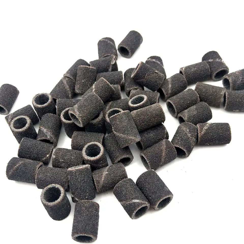 HYTOOS 100Pcs 3 Colors Nail Art Sanding Bands Pedicure Tools Electric Nail Drill Accessories Foot Care Tools 80# 150# 240#