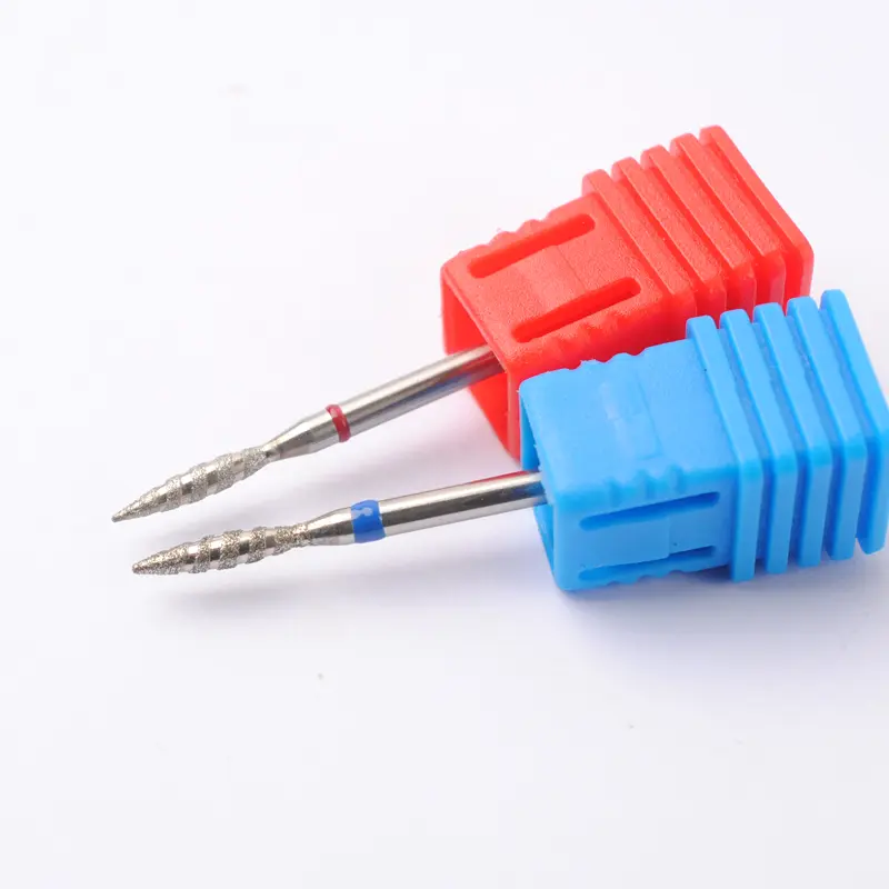 2Pc Tornado Flame Diamond Nail Drill Bit Manicure Cutters Rotary Burr Drill Accessories Spiral Nail Mills Tools