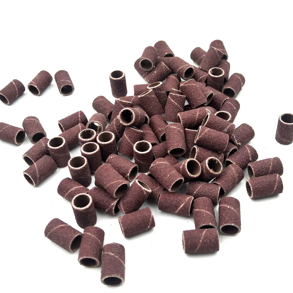HYTOOS 100Pcs 3 Colors Nail Art Sanding Bands Pedicure Tools Electric Nail Drill Accessories Foot Care Tools 80# 150# 240#