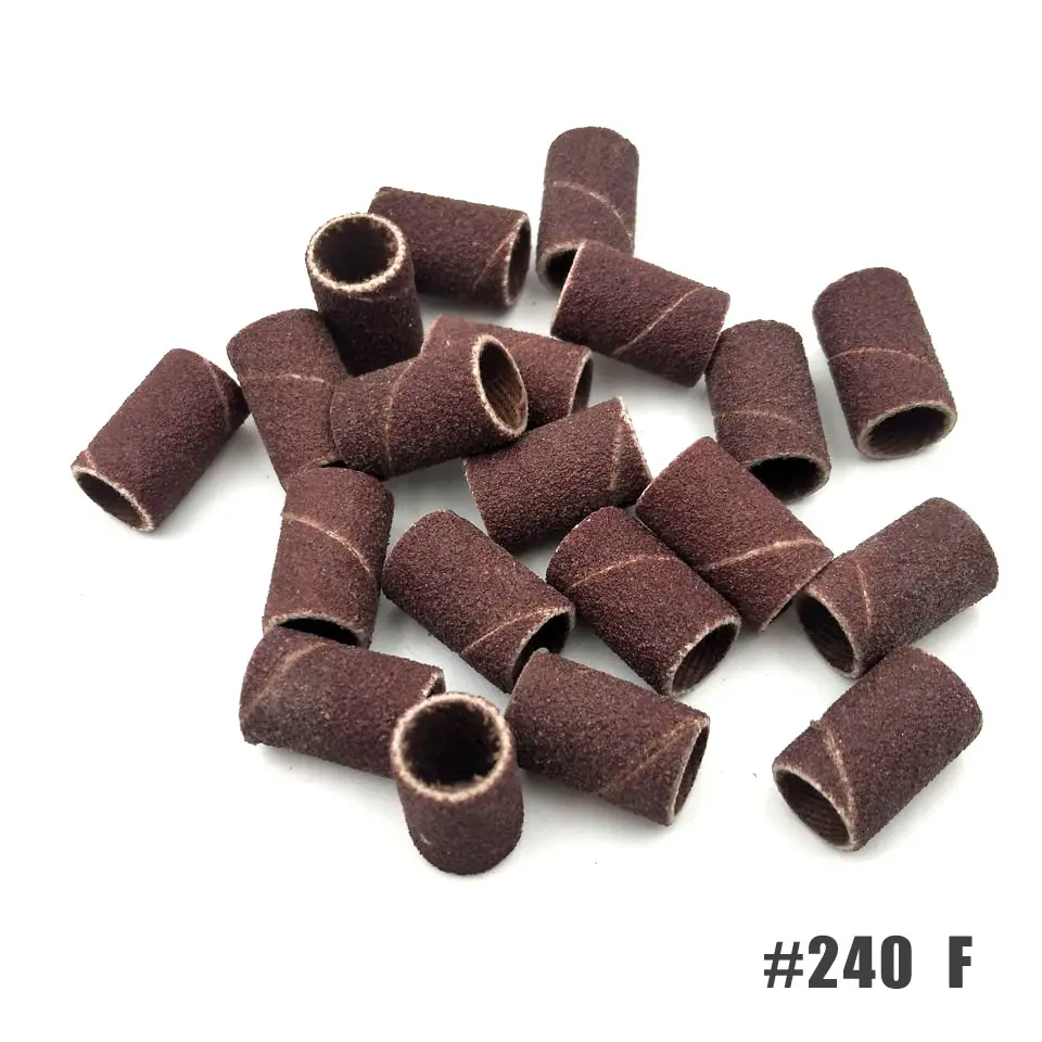HYTOOS 100Pcs 3 Colors Nail Art Sanding Bands Pedicure Tools Electric Nail Drill Accessories Foot Care Tools 80# 150# 240#
