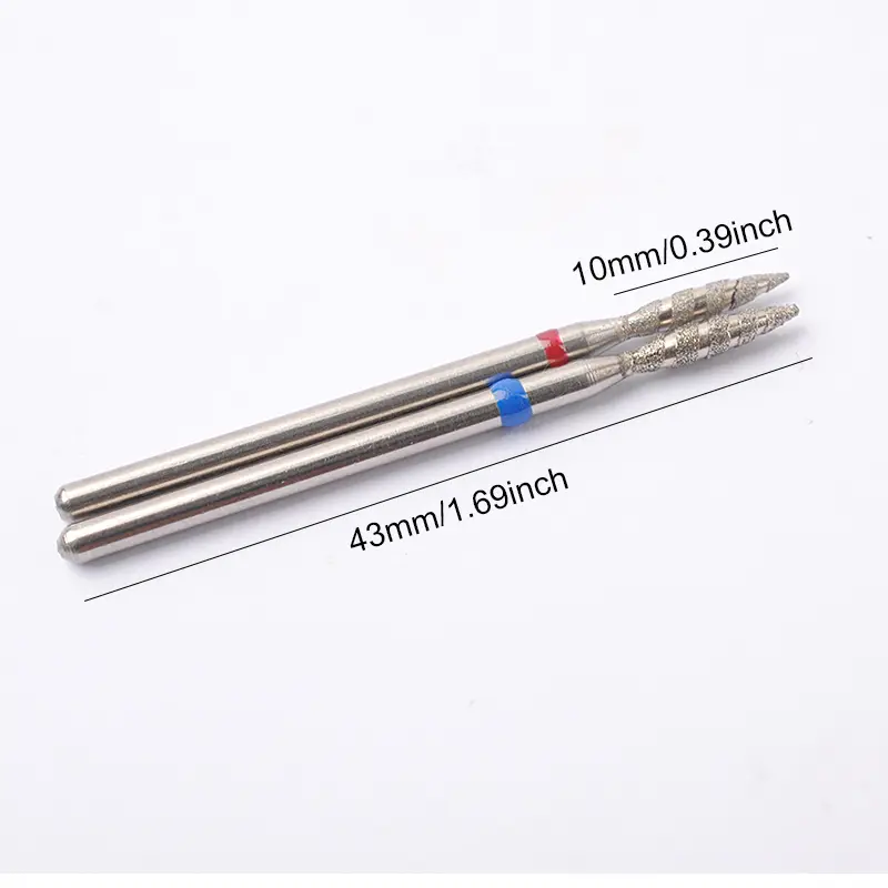 2Pc Tornado Flame Diamond Nail Drill Bit Manicure Cutters Rotary Burr Drill Accessories Spiral Nail Mills Tools