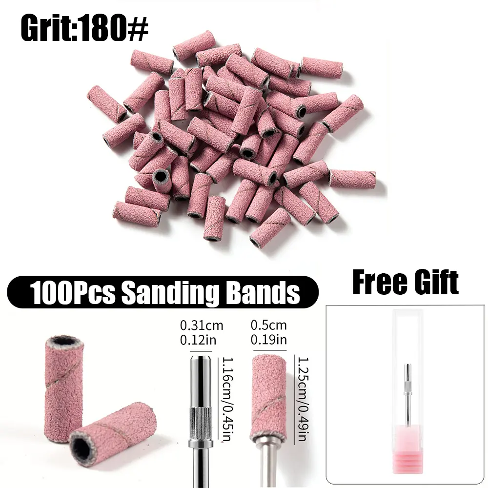 Pink 3mm Mini Nail Sanding Bands Set and Bits Polishing Accessories for Electric Drill