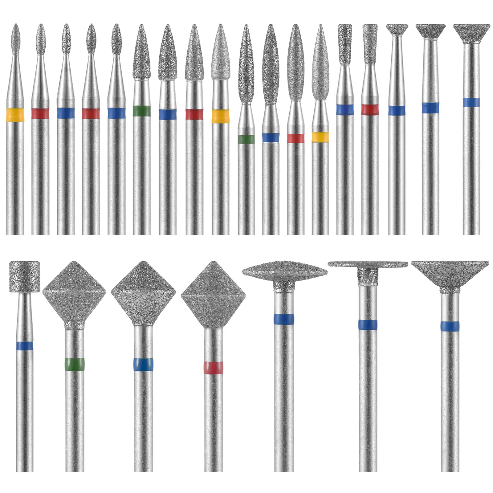 10Pcs Diamond Nail Drill Bits for Electric Nail Drill Machine Milling Cutter Cuticle Professional Pedicure Remover Gel Polish