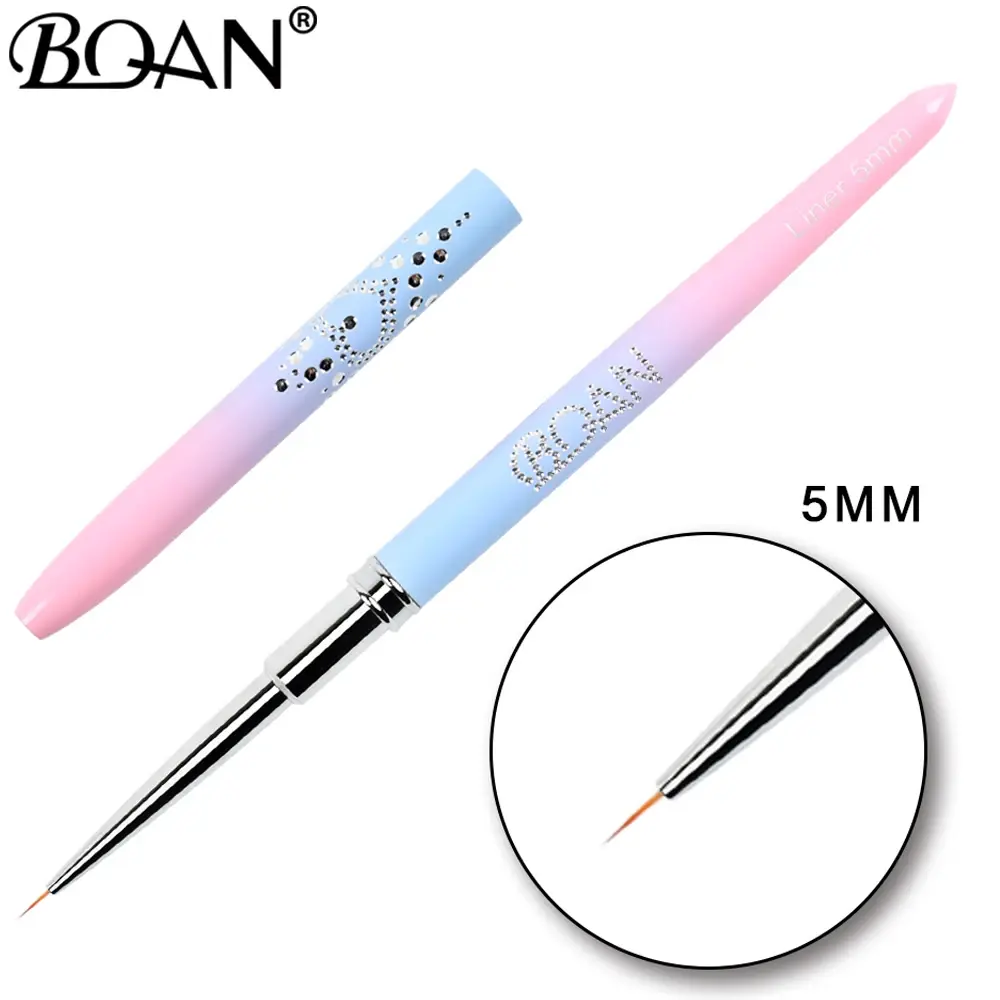 BQAN Gradient Metal Nail Brush Nail Art Brush Line Painting Brushes Crystal Acrylic Thin Liner Drawing Pen Manicure Tools UV Gel