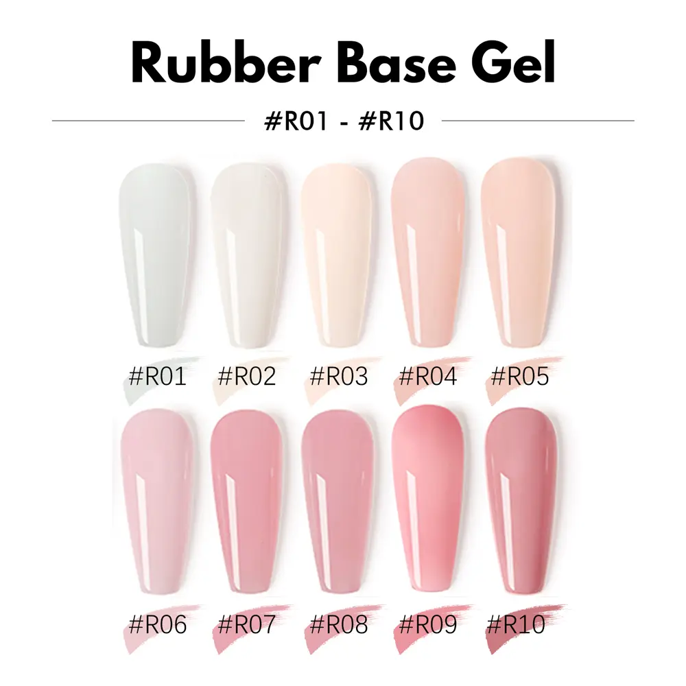 FZANEST Rubber Base Professional Gel Builder Nail Extension Gel Polish Collection Salon Grade Long Lasting Dual Form&UV Lamp Kit
