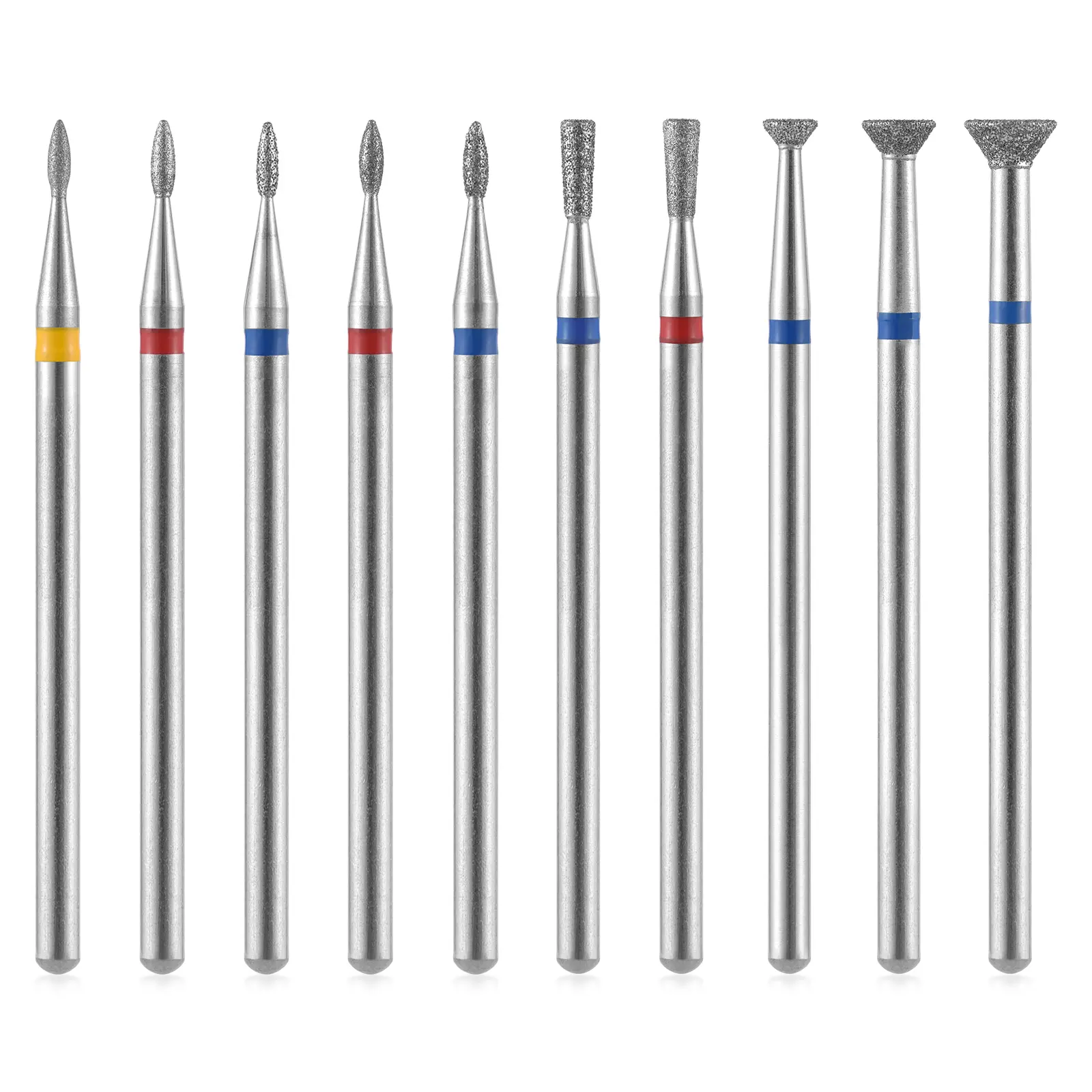 10Pcs Diamond Nail Drill Bits for Electric Nail Drill Machine Milling Cutter Cuticle Professional Pedicure Remover Gel Polish