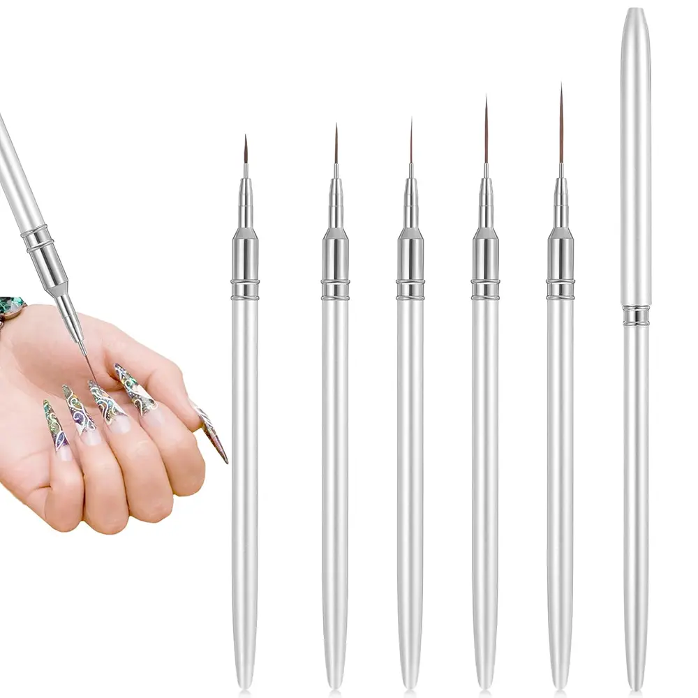 Thin Nail Art Liner Brushes for Long Lines 7/9/11/15/20mm Nail Detail Drawing Liner Brush Nail Art Gel Polish Painting Designs