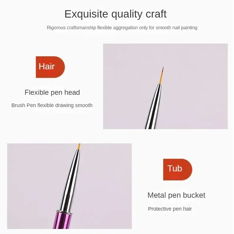 1PCS Nail Art Brush Line Painting Pen Gel UV Manicure Tools Nail Art Liner Brushes Gel Nail Brush Polish Painting Brush Drawing