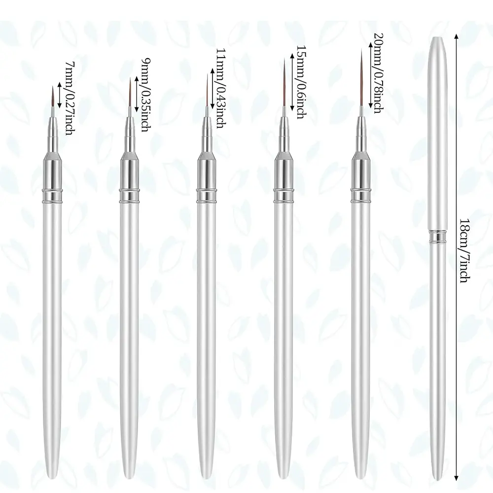 Thin Nail Art Liner Brushes for Long Lines 7/9/11/15/20mm Nail Detail Drawing Liner Brush Nail Art Gel Polish Painting Designs
