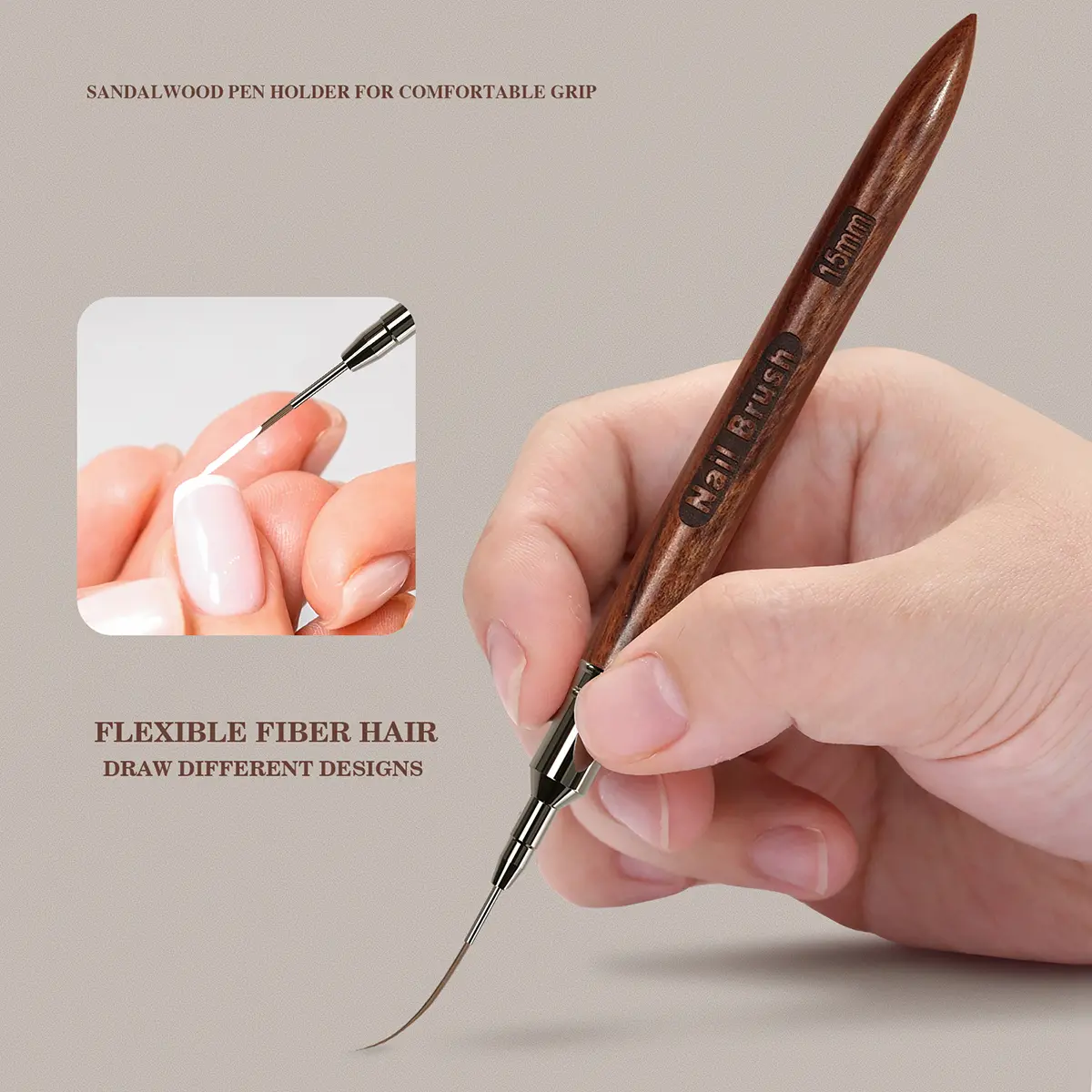Nail Brush Wood Handle Gel Nail Art Liner DIY Painting Brush Drawing Lines Stripe Flower Pen 4/8/12/15/25mm Manicure Salon Tool