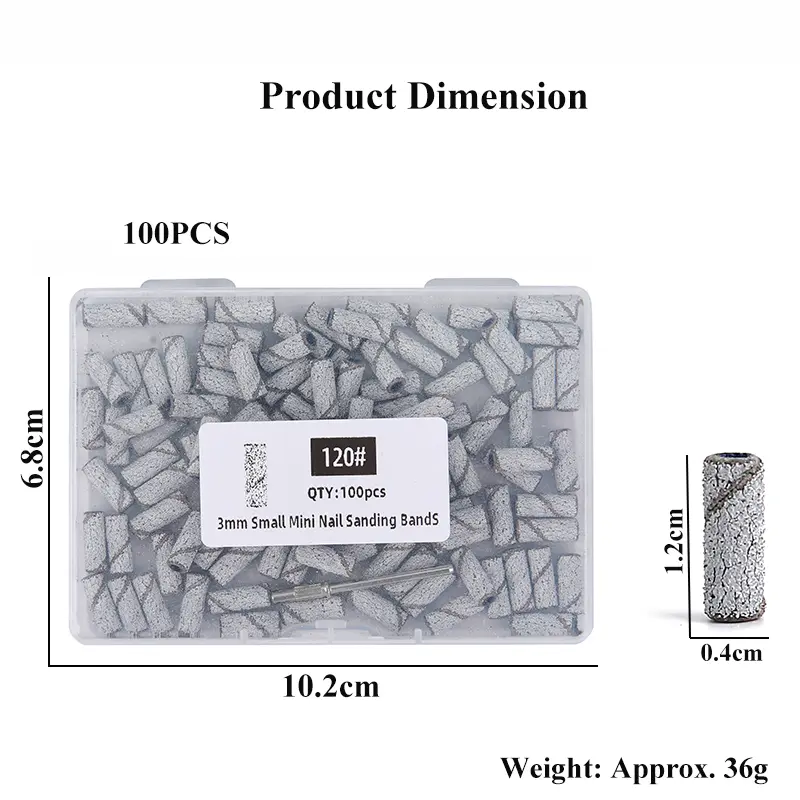 100/50Pcs 3MM Mini Nail Sanding Bands With 1PC Shaft Set 3/32" Nail Drill Bits SandBands For Dead Skin Calluses Nail Gel Remove