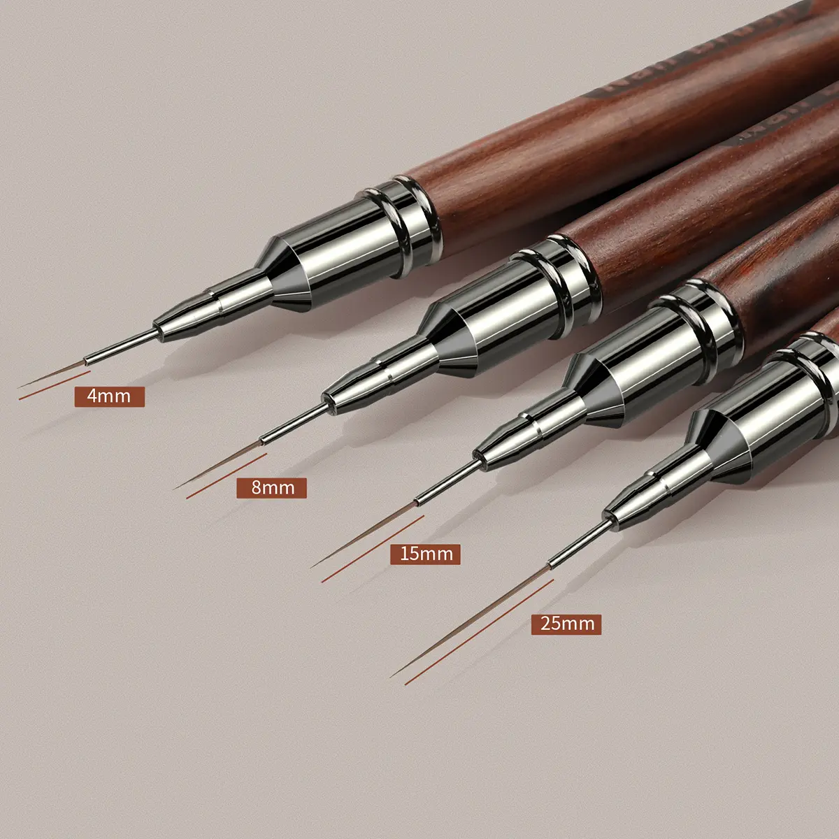 Nail Brush Wood Handle Gel Nail Art Liner DIY Painting Brush Drawing Lines Stripe Flower Pen 4/8/12/15/25mm Manicure Salon Tool