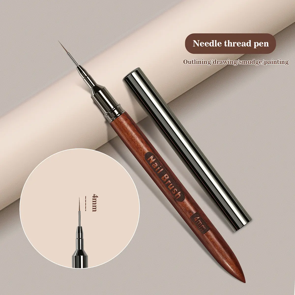 Nail Brush Wood Handle Gel Nail Art Liner DIY Painting Brush Drawing Lines Stripe Flower Pen 4/8/12/15/25mm Manicure Salon Tool