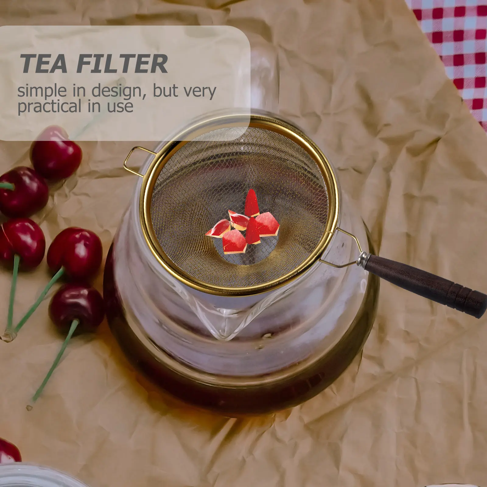 Tea Strainer Stainless Steel Filter Small Mesh Chinese Kung Fu Metal with Handle Strainers Fine Major