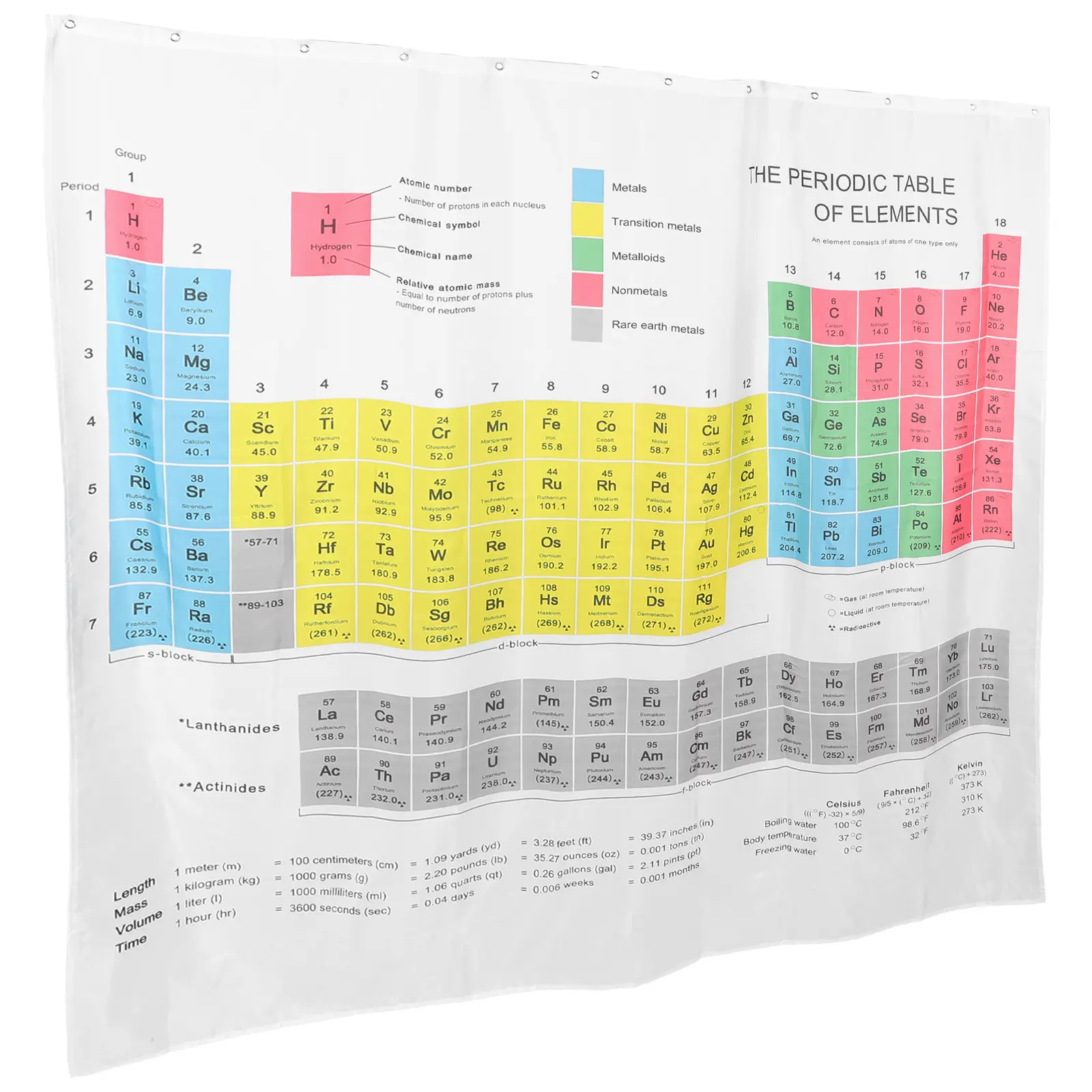 Waterproof Shower Curtain 180x180cm Grey Polyester Bath Liner Periodic Bathroom Supply Classic Longevity Durability