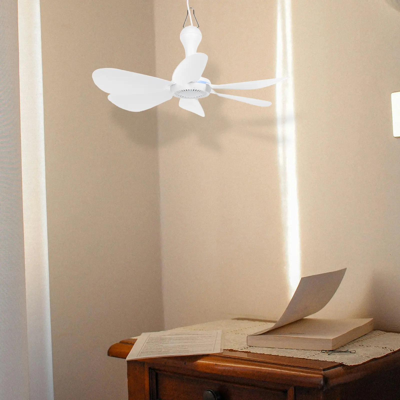 Portable USB Ceiling Fan Mini Camping Fans Outdoor Hanging Tent Dorm Household Cooling Strong Wind Summer Travel