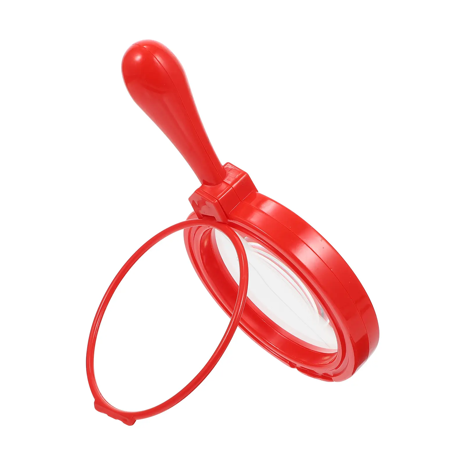 Acrylic Handheld Magnifying Glass Durable Portable Red Color Students Learning Teaching Prop Science Class Instrument