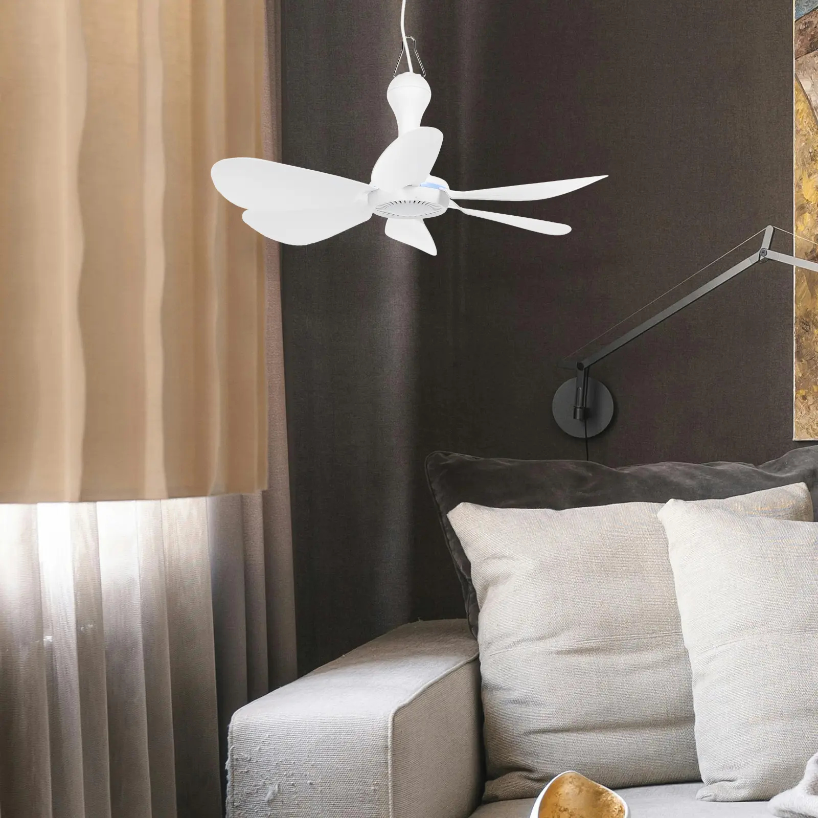 Portable USB Ceiling Fan Mini Camping Fans Outdoor Hanging Tent Dorm Household Cooling Strong Wind Summer Travel