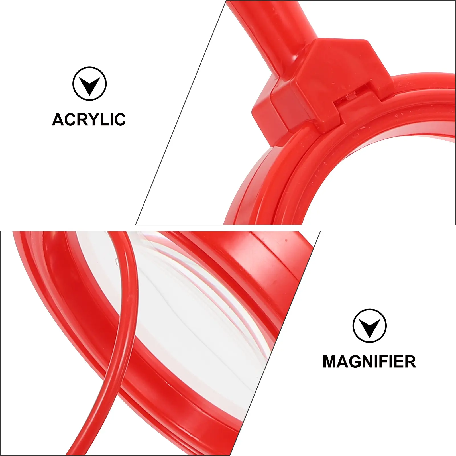Acrylic Handheld Magnifying Glass Durable Portable Red Color Students Learning Teaching Prop Science Class Instrument