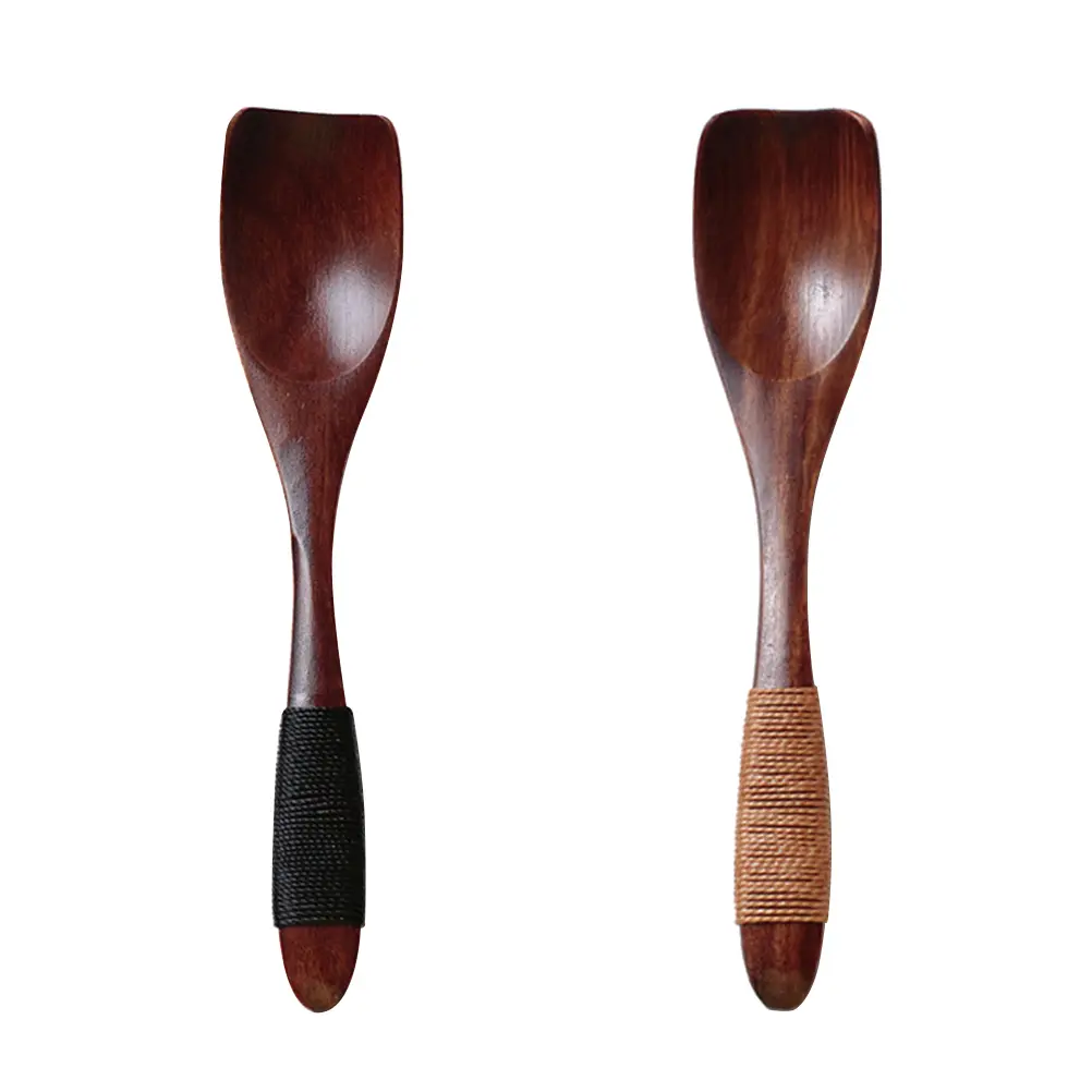 2pcs Ice Cream Spoon Wooden Natural Dessert Spoons Eco-Friendly Vintage Wood for Soup Cereal Korean Japanese Meals