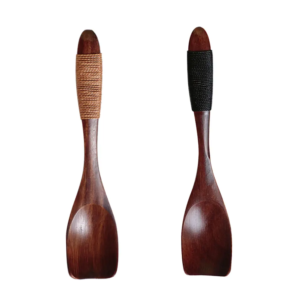 2pcs Ice Cream Spoon Wooden Natural Dessert Spoons Eco-Friendly Vintage Wood for Soup Cereal Korean Japanese Meals