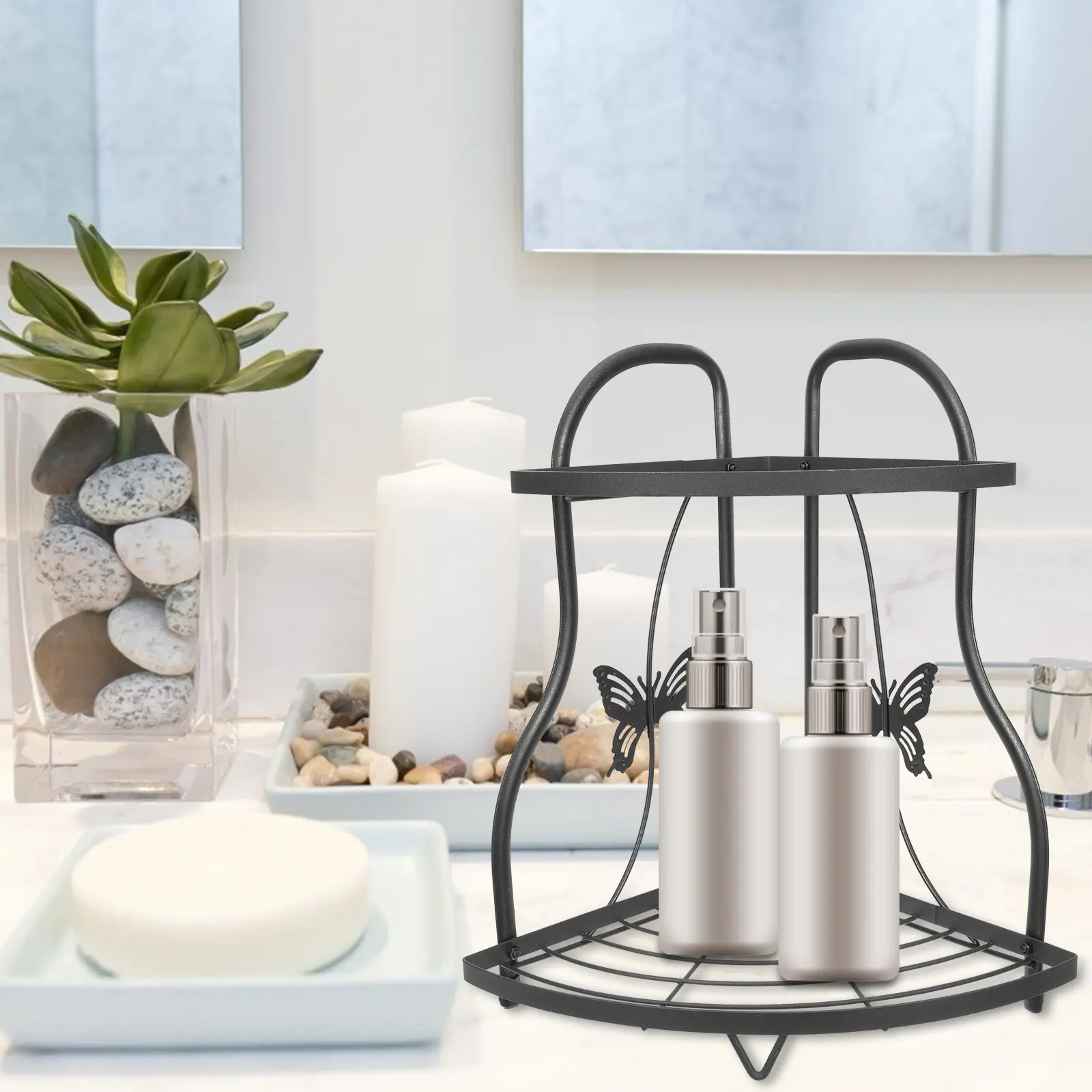 1pcs Multi-Functional Wrought Iron Storage Shelf Organizer For Kitchen Countertop Bathroom Pantry Home Metal Iron Rack