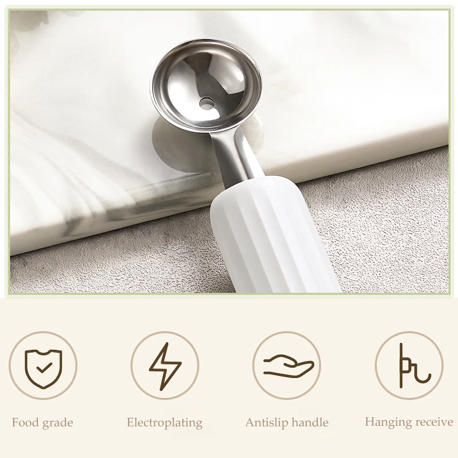 Stainless Steel Watermelon Baller Kitchen Fruit Spoon Melon Scoop Tool Lightweight Easy Clean Round Edge Dessert Cafe Bar