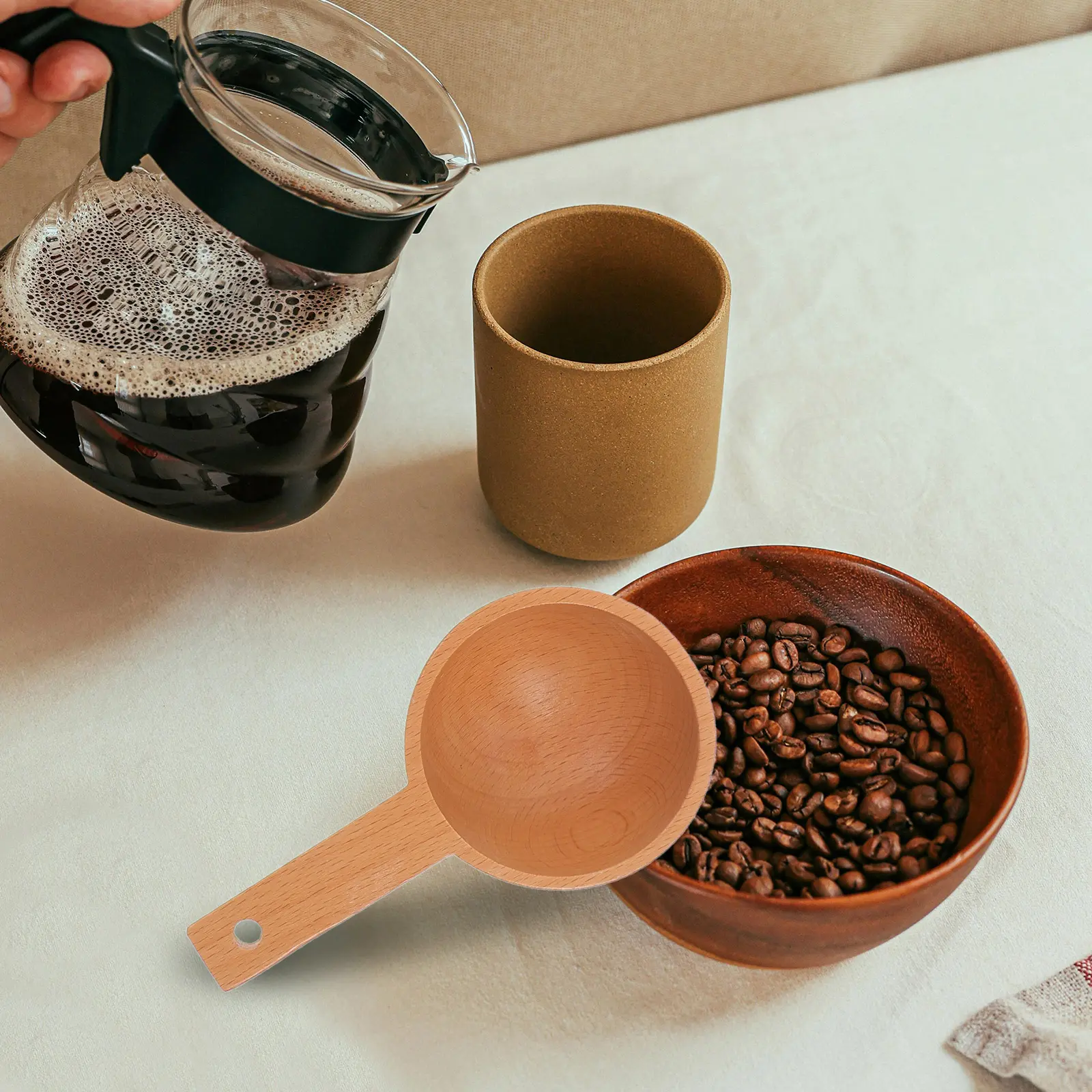 5pcs Measuring Set Wooden Coffee Scoops Beech Spoons for Canisters Dry IngredientsSpoons Tea