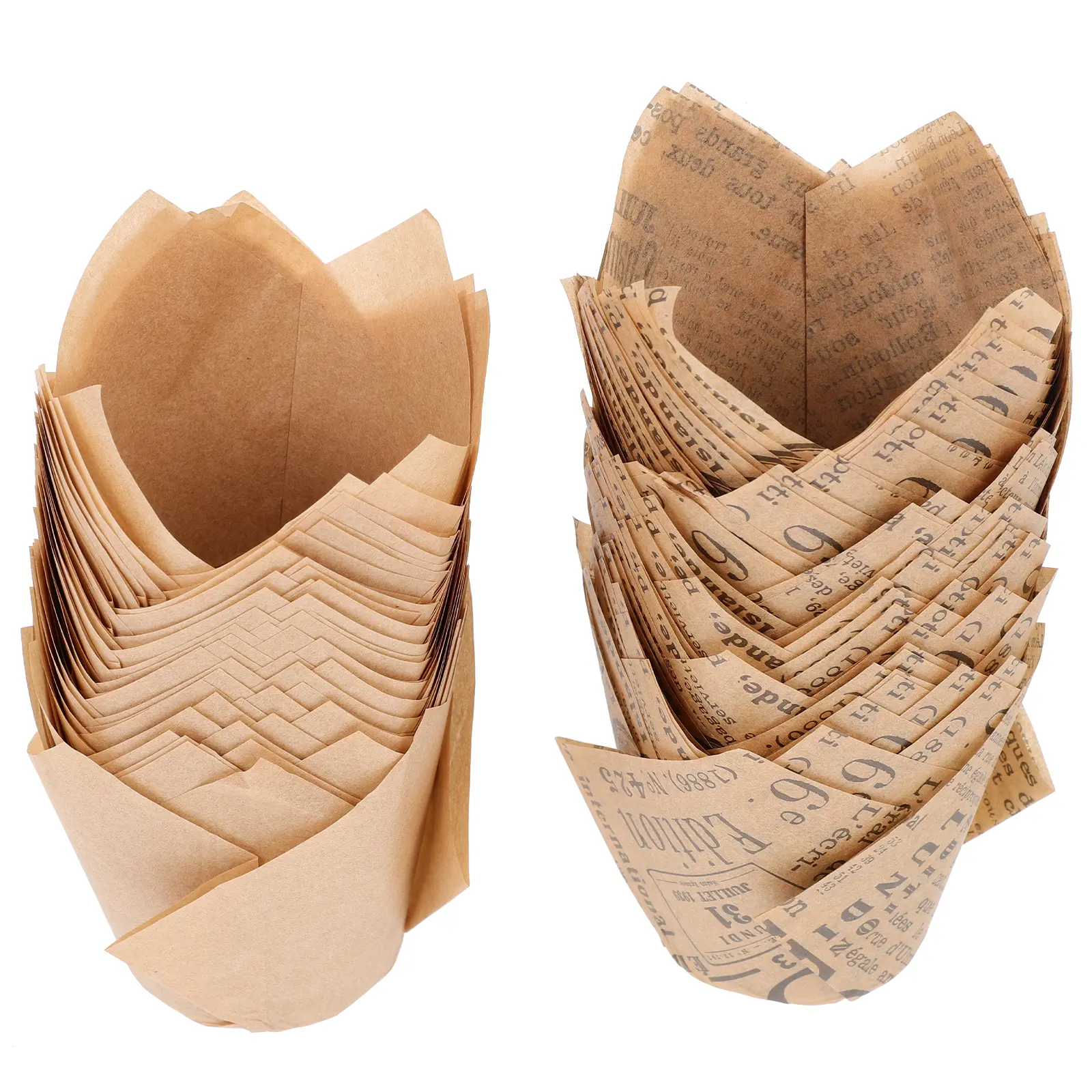 100pcs Cake Cups Baking Tulip Shape Grease Resistant Food Grade Paper Liners Disposable Muffin Pan for Wedding Bakery Dessert