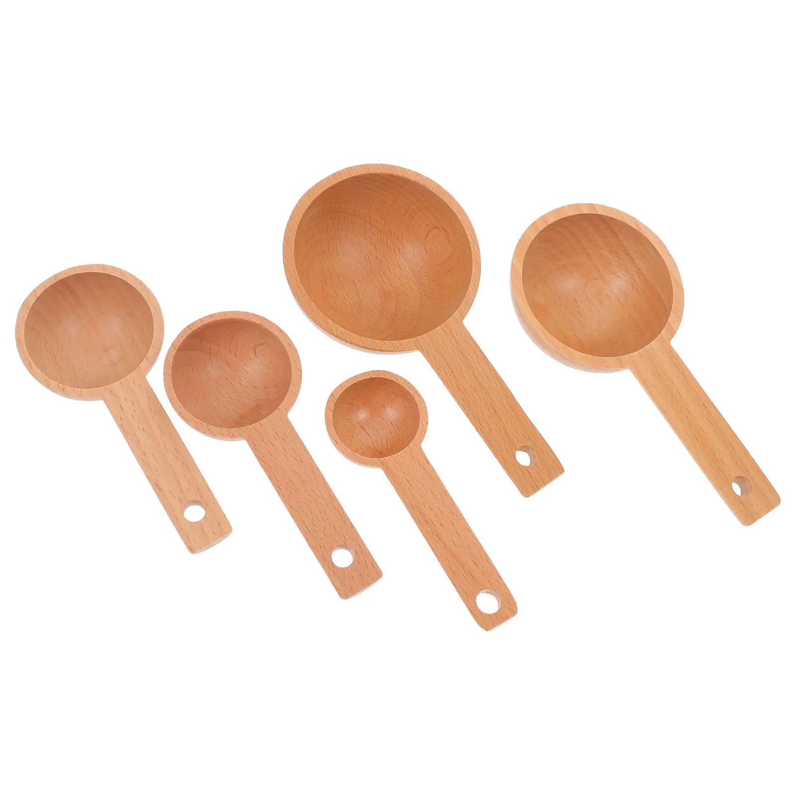 5pcs Measuring Set Wooden Coffee Scoops Beech Spoons for Canisters Dry IngredientsSpoons Tea