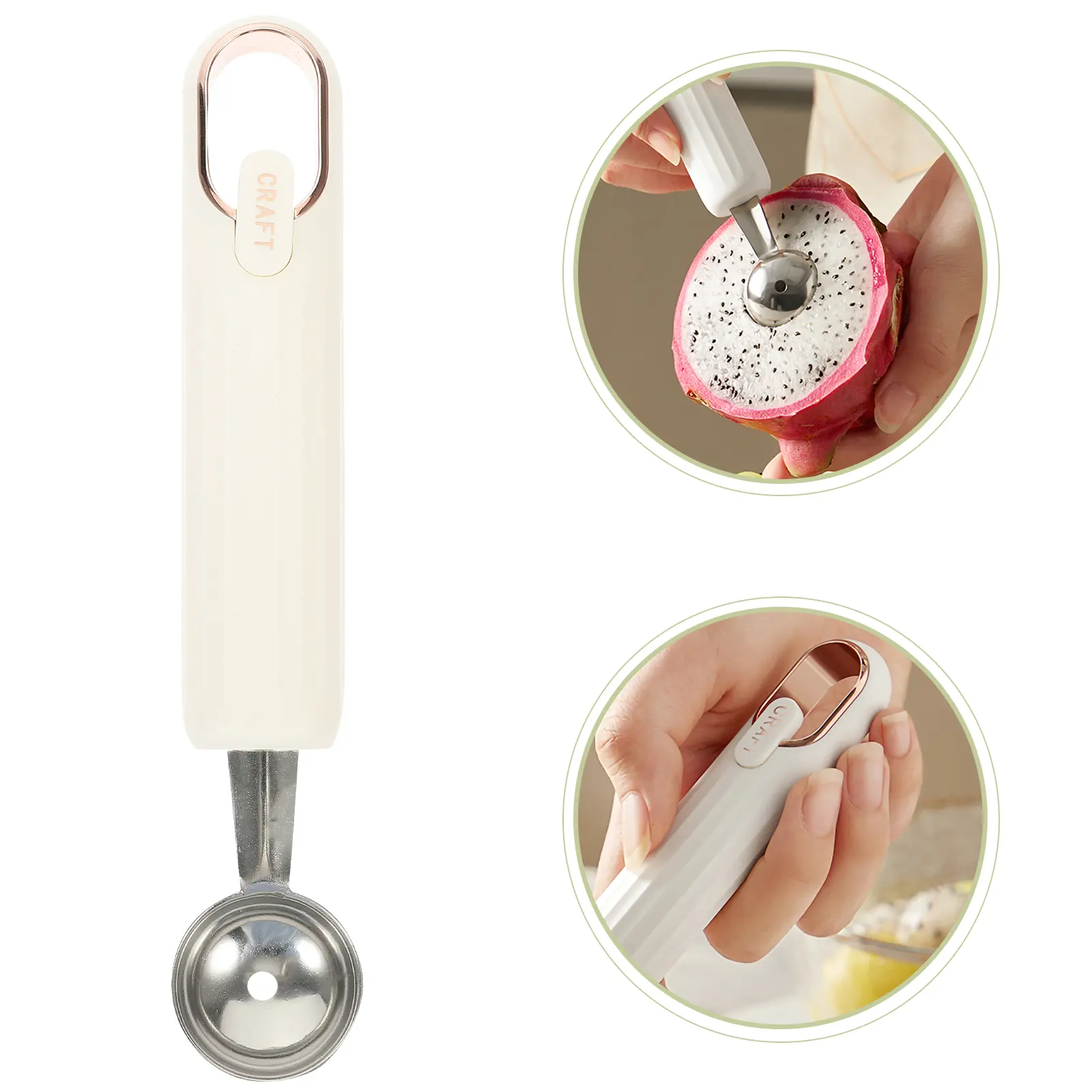 Stainless Steel Watermelon Baller Kitchen Fruit Spoon Melon Scoop Tool Lightweight Easy Clean Round Edge Dessert Cafe Bar
