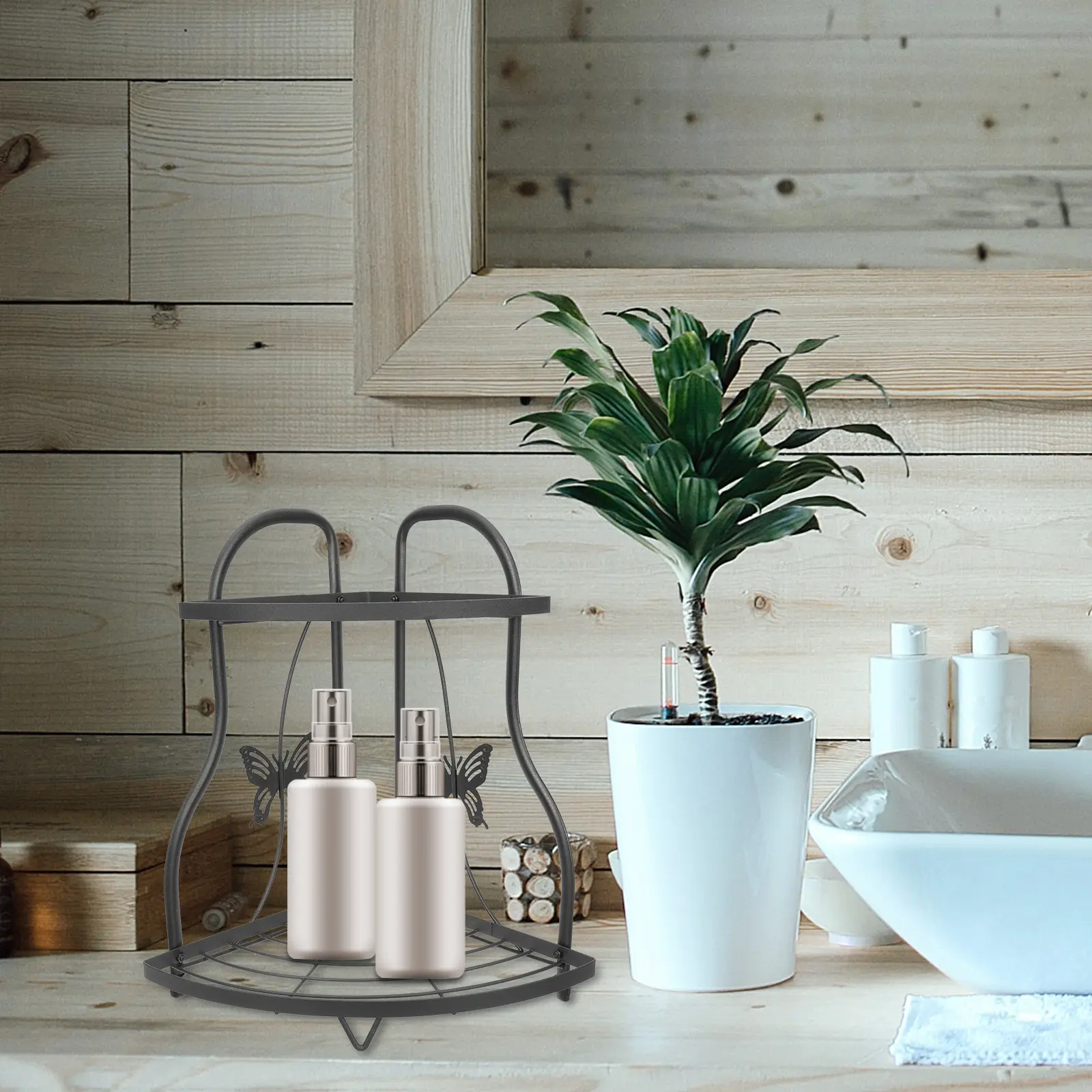 1pcs Multi-Functional Wrought Iron Storage Shelf Organizer For Kitchen Countertop Bathroom Pantry Home Metal Iron Rack