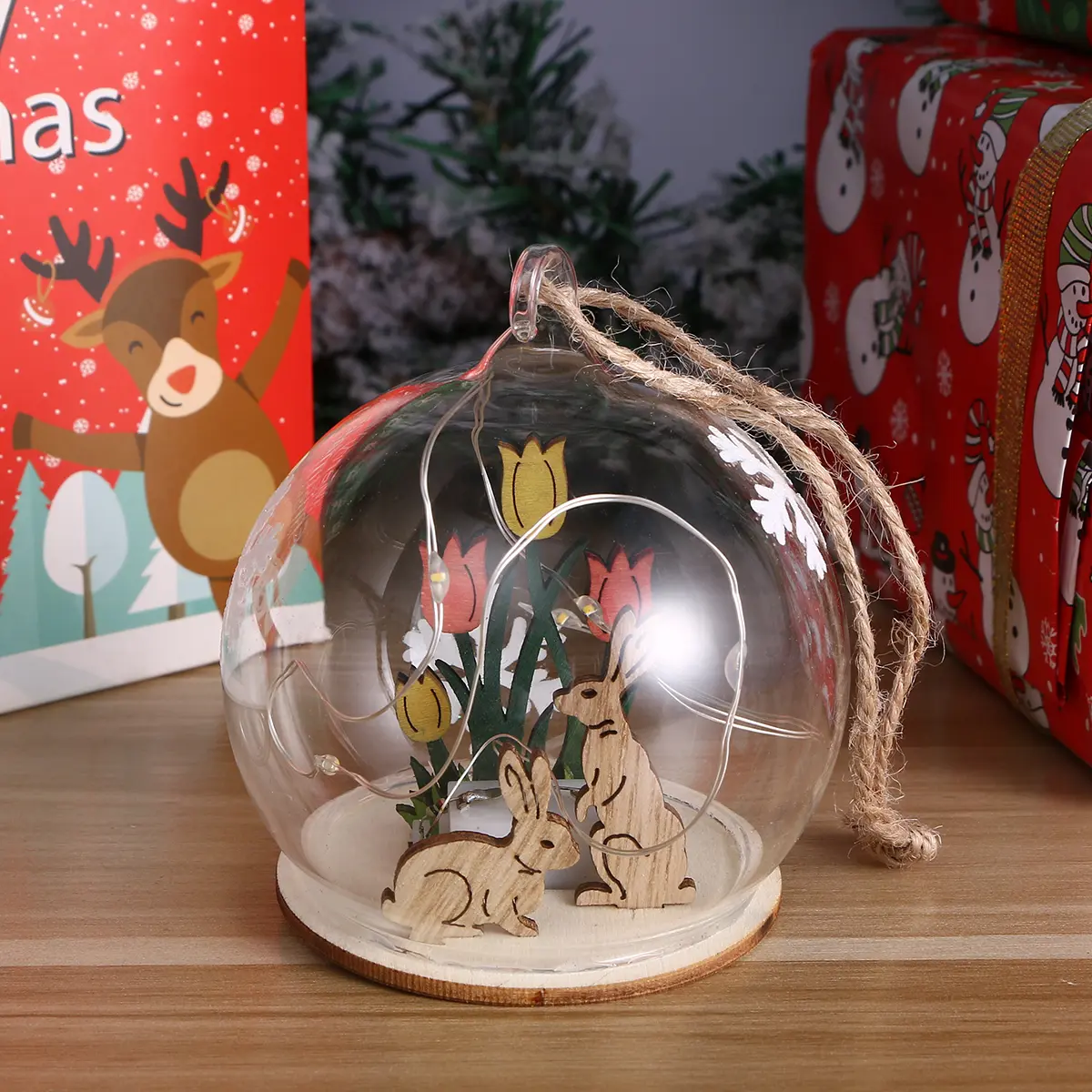 Ornaments for Christmas Tree LED Lights Decoration Decorative Bulb Glass Dome Lamp