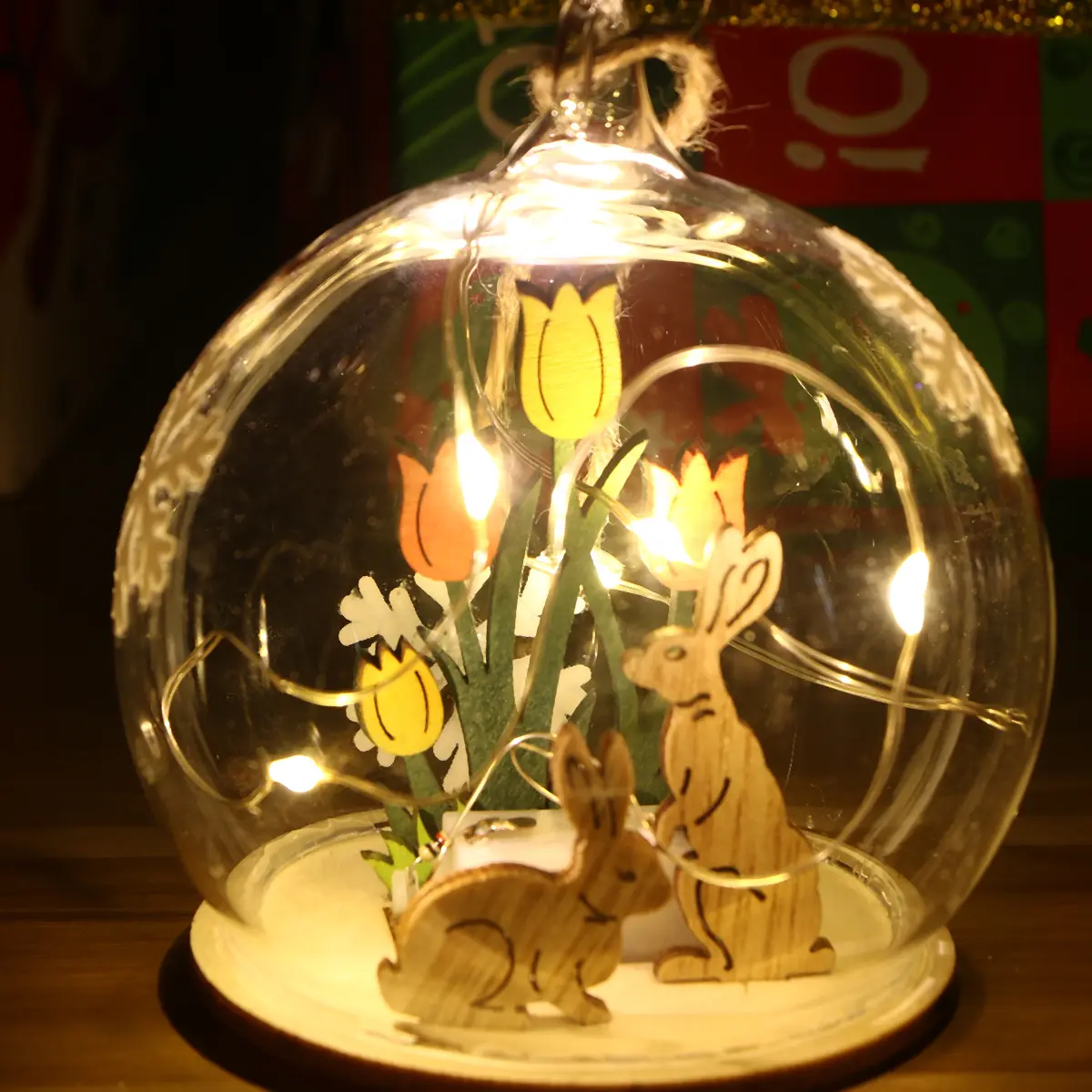 Ornaments for Christmas Tree LED Lights Decoration Decorative Bulb Glass Dome Lamp