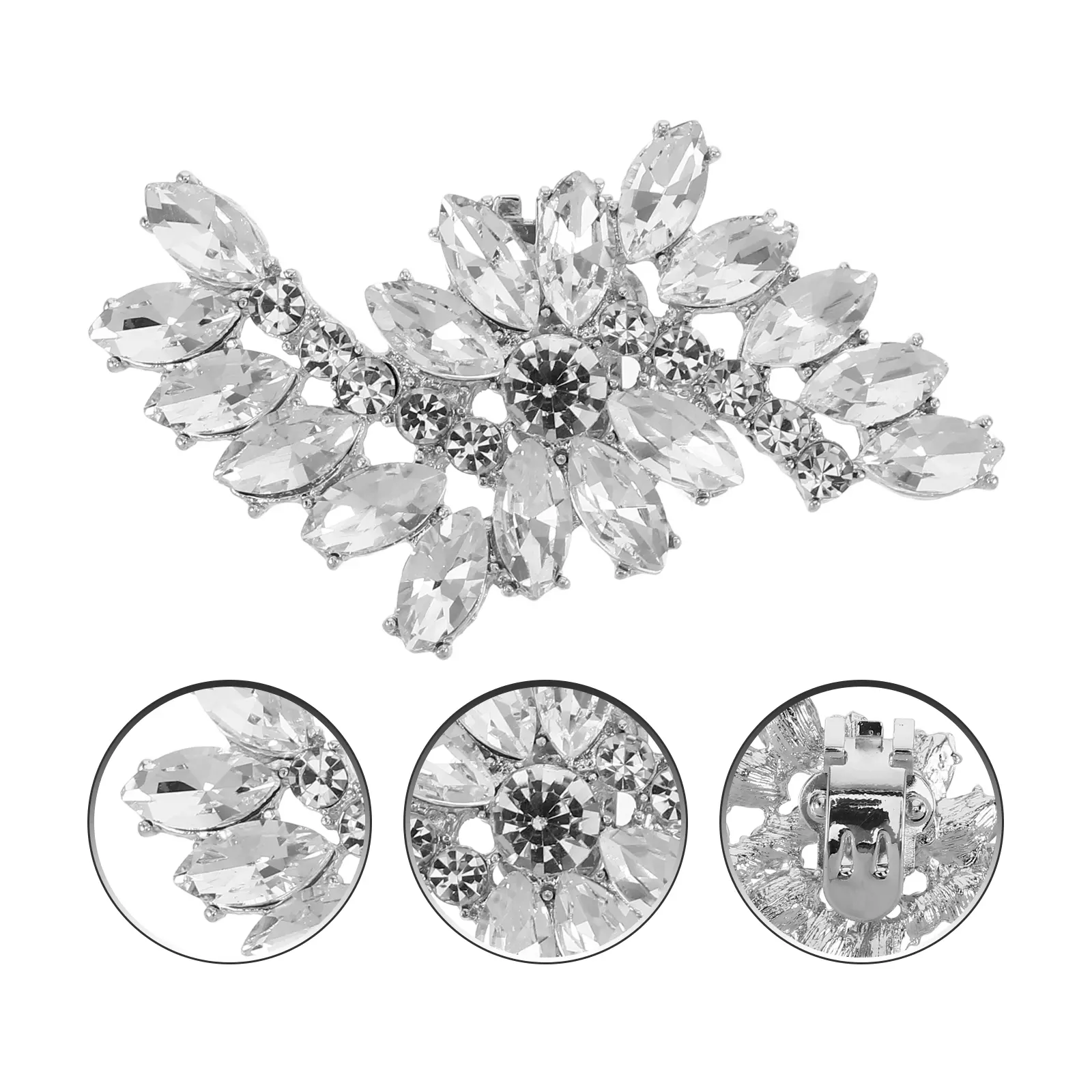 Buckle Sparkling Flower Charm Clips for Women Detachable Zinc Alloy Embellishments Elegant Brooch Pin Decorative Accessories