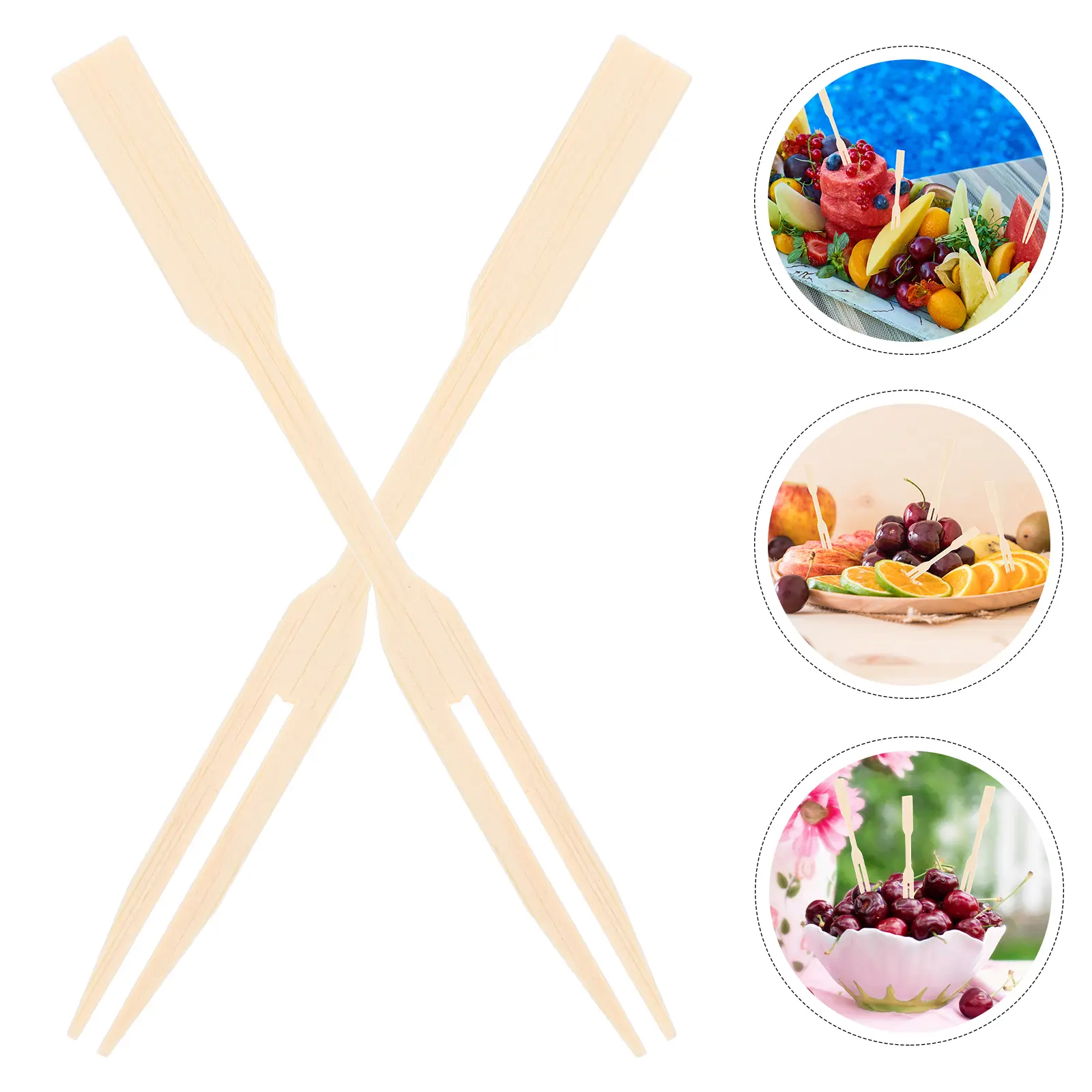 100pcs Bamboo Fruit Forks Heart Shaped Child Safe Wood Dining Picks Food Toothpicks Party Supplies Home Use Cake Dessert