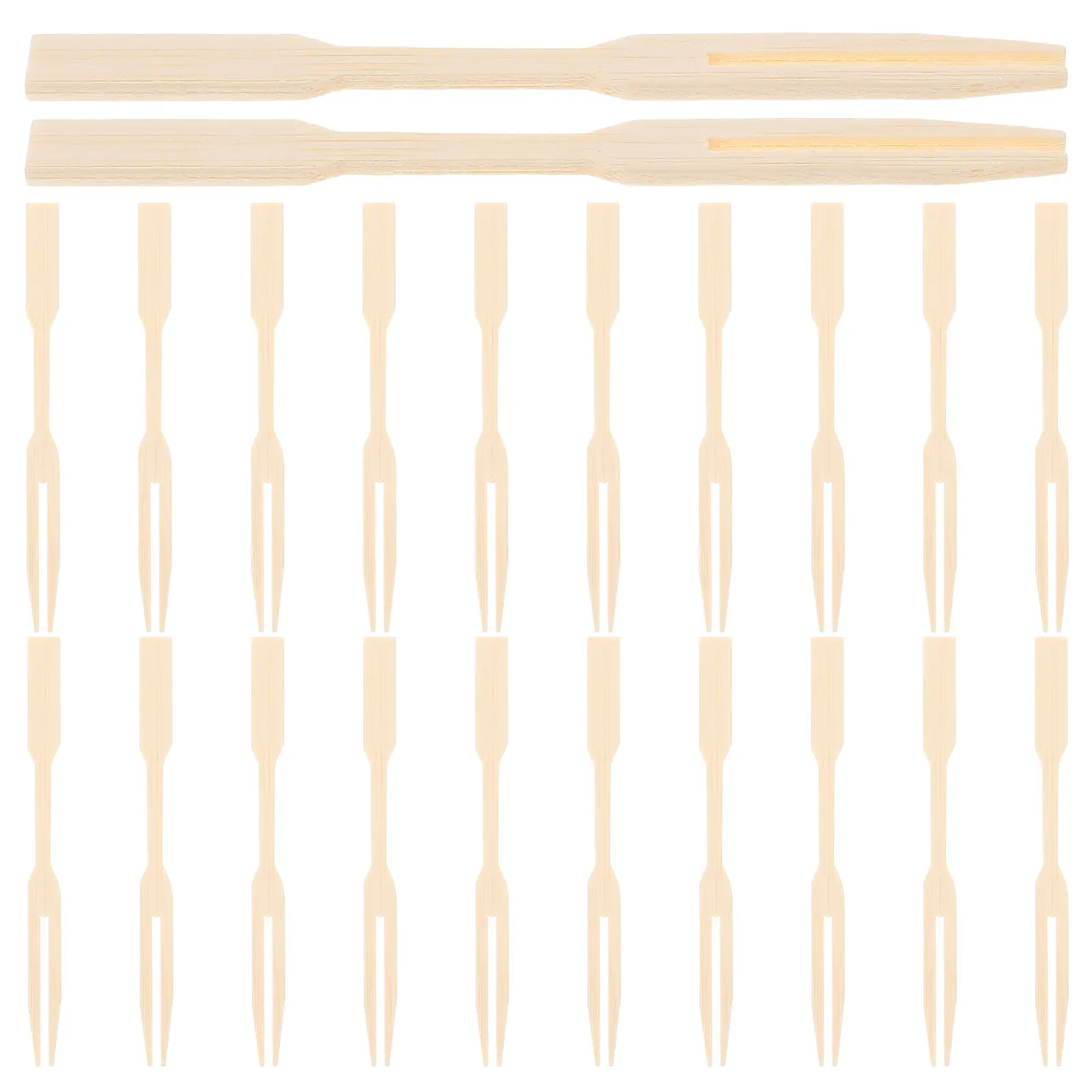100pcs Bamboo Fruit Forks Heart Shaped Child Safe Wood Dining Picks Food Toothpicks Party Supplies Home Use Cake Dessert