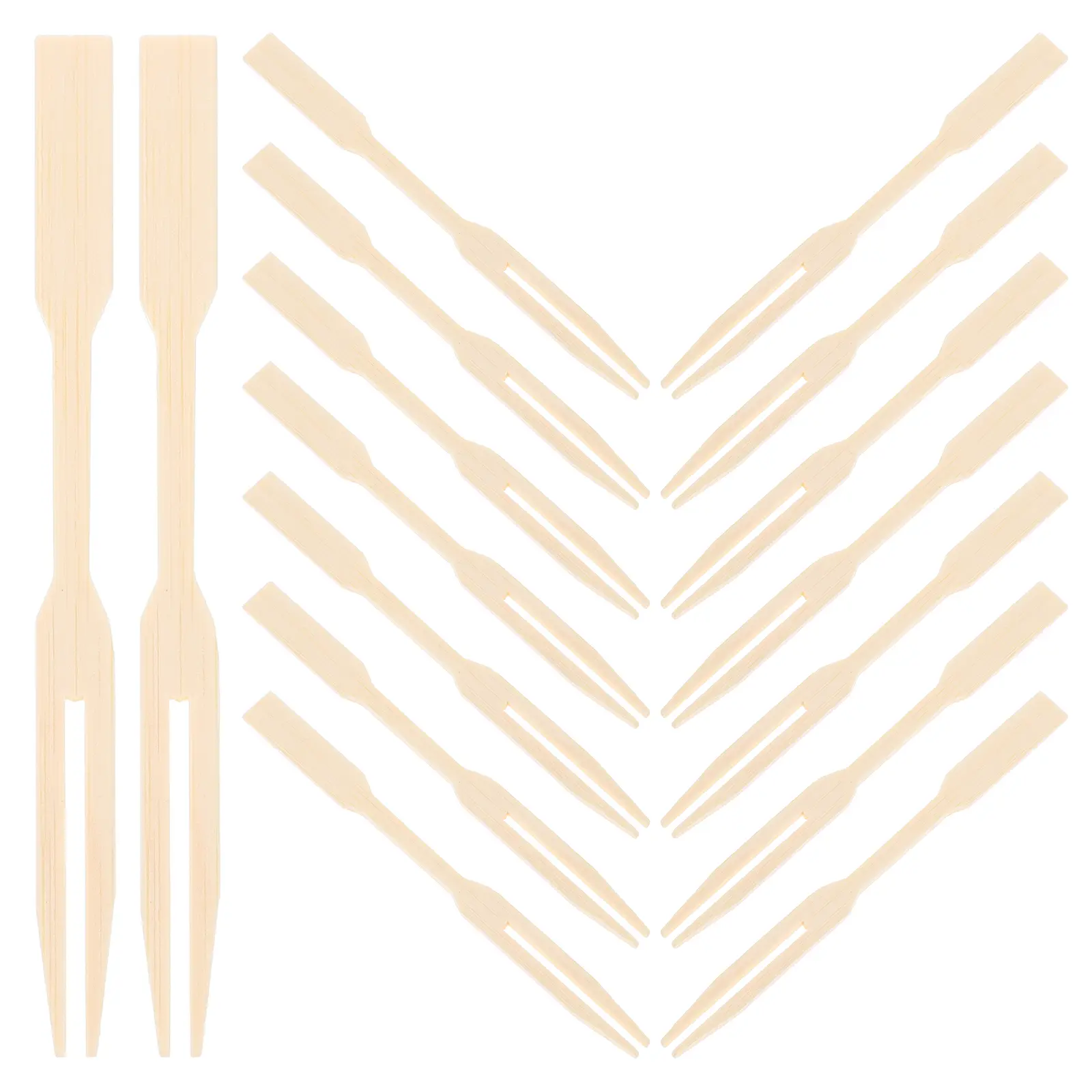 100pcs Bamboo Fruit Forks Heart Shaped Child Safe Wood Dining Picks Food Toothpicks Party Supplies Home Use Cake Dessert