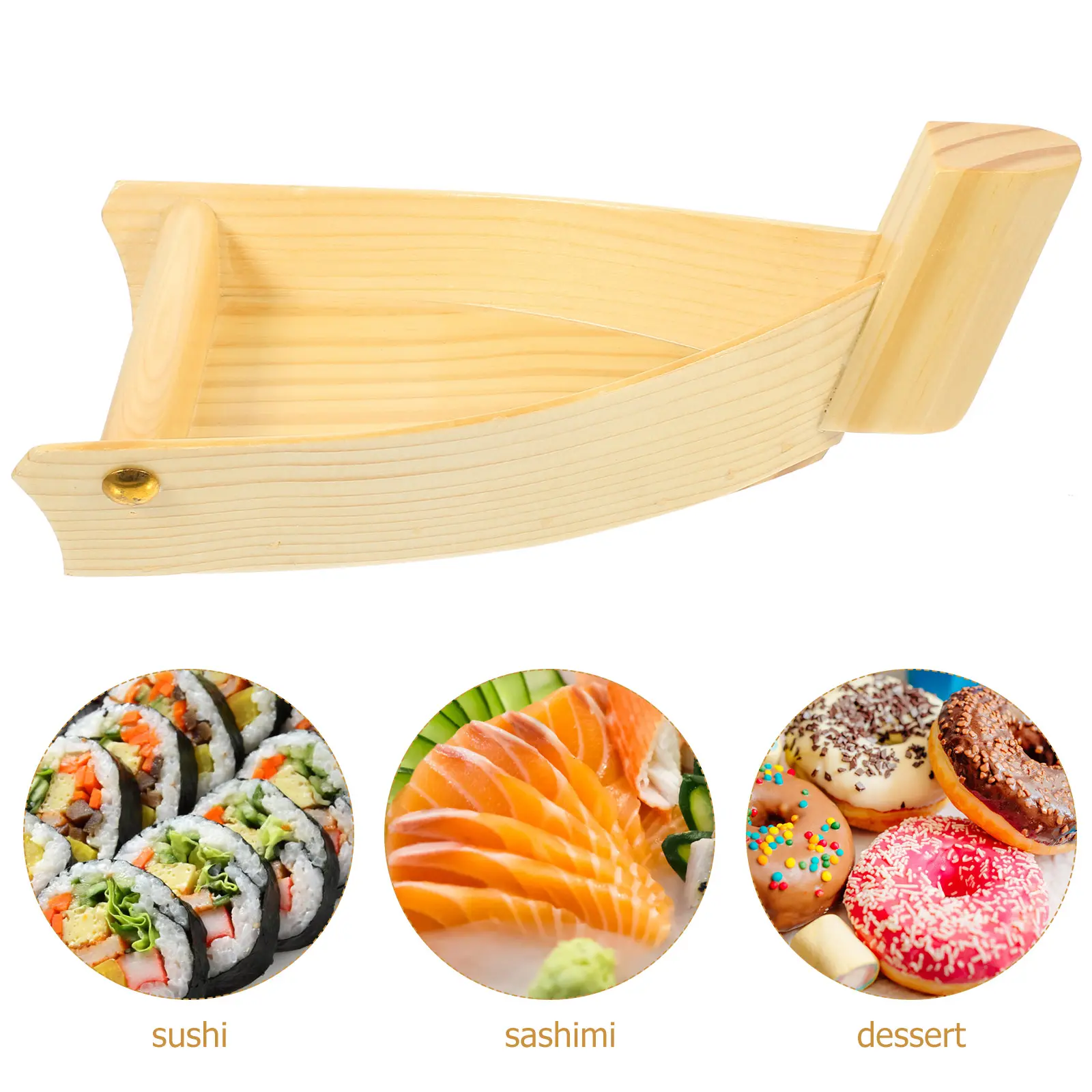 Wooden Sushi Plate Boat 19cm Mini Dessert Tray Food Serving Platter Side Dish Rustic Home Restaurant