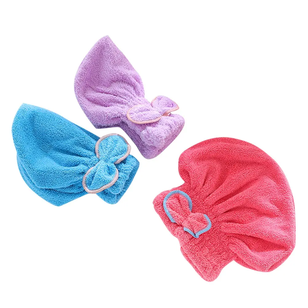 3PCS Dry Hair Cap Towel Super Absorbent Fast Drying Shampoo Hat for Girls Women Spa Cap Long Hair Care Machine Washable