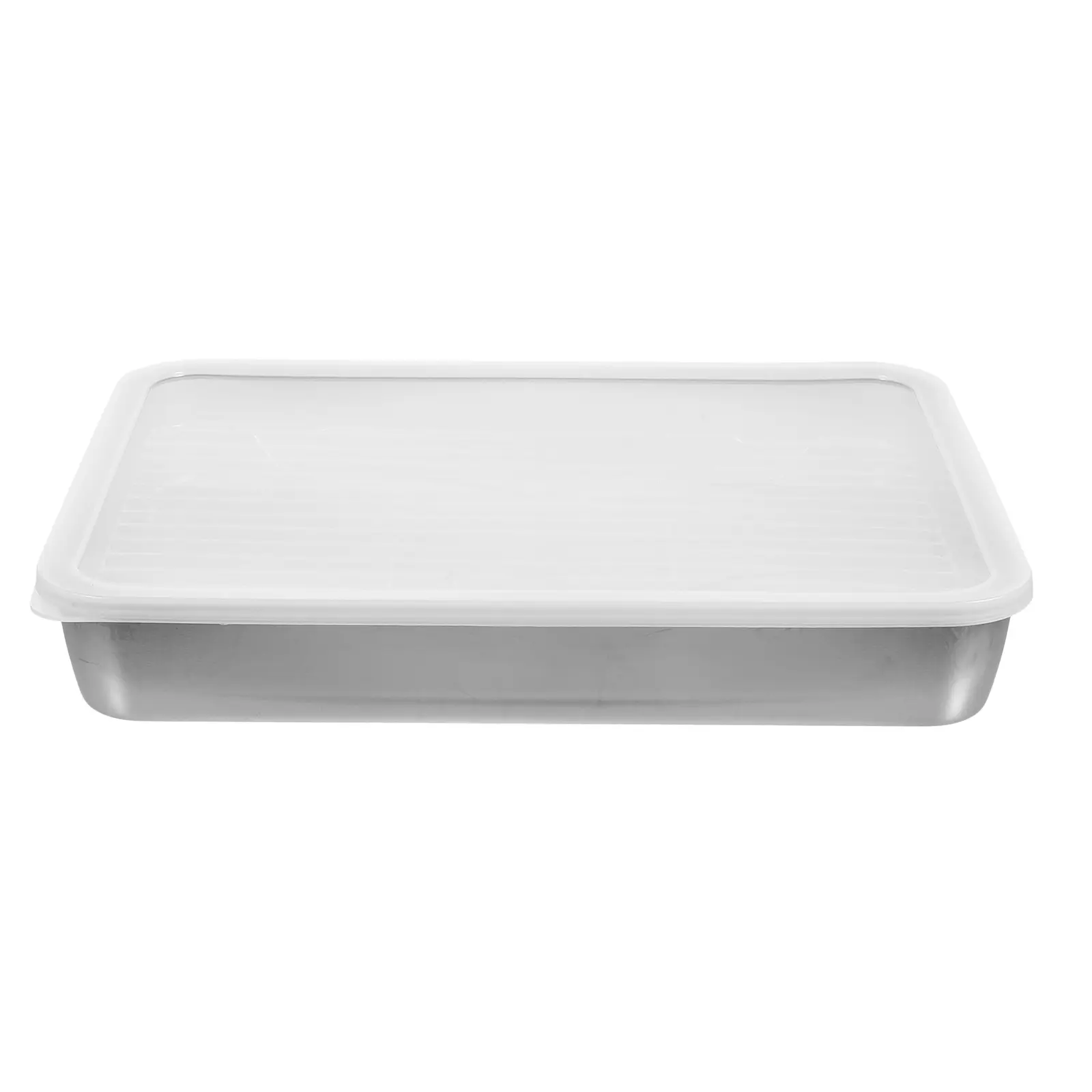 Stainless Steel Rectangular Cooking Pan Rack Roasting Tray Baking Pan Lid Grill Bread Oven Pans Camping BBQ Storage Trays