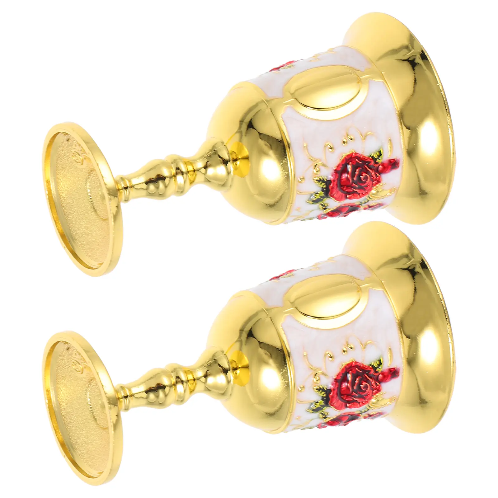 2 Pcs Retro Goblet Cup Zinc Alloy Vintage Embossed Castle Cup Creative Metal Mini Drinking Vessel for Home