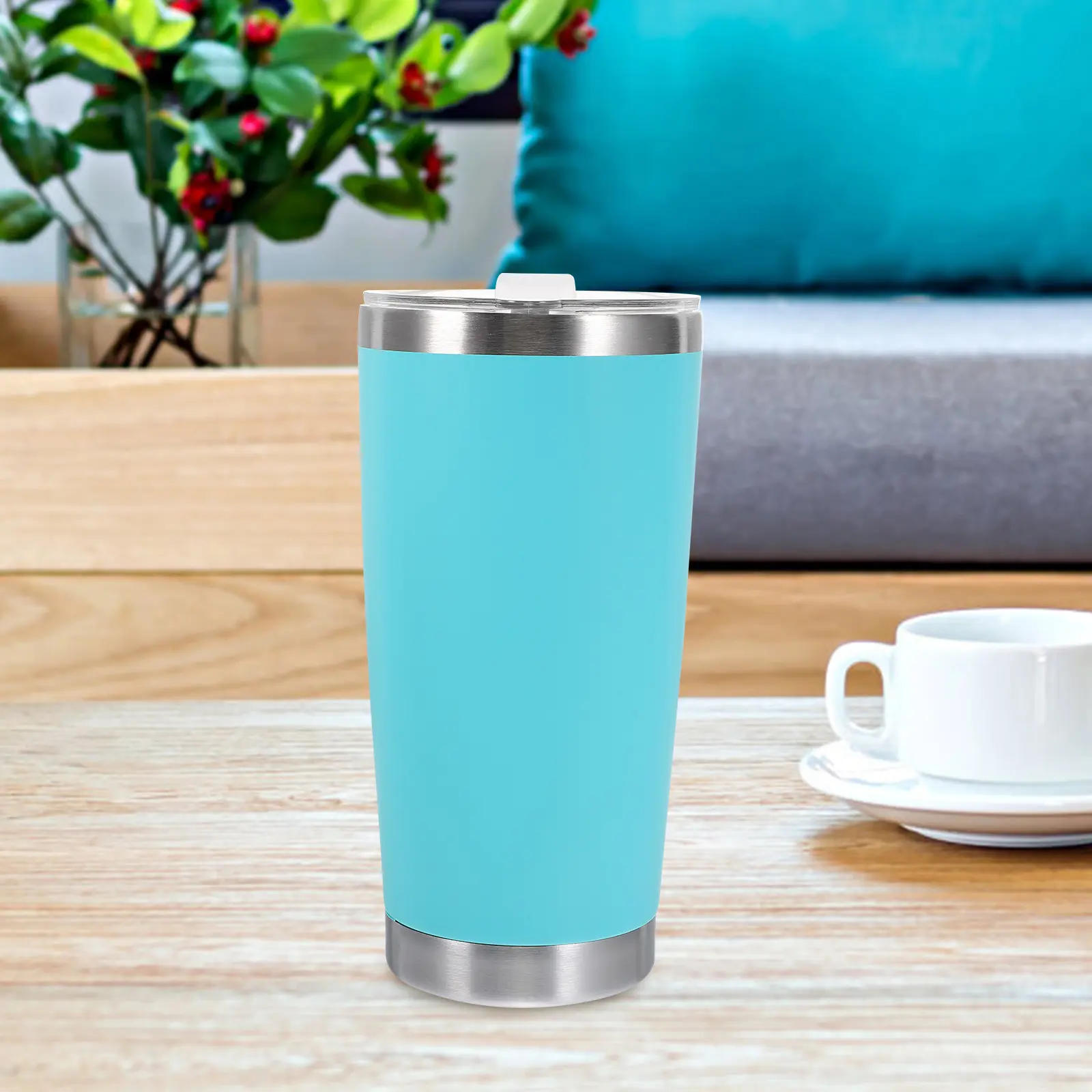 Stainless Steel Insulated Water Cup Portable Vacuum Flask for Travel Car Coffee Mug Blue Lightweight Outdoor Practical