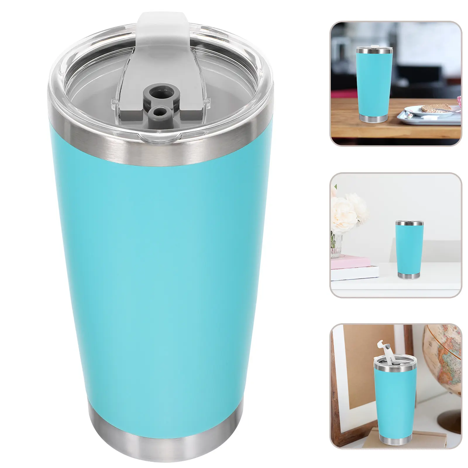Stainless Steel Insulated Water Cup Portable Vacuum Flask for Travel Car Coffee Mug Blue Lightweight Outdoor Practical